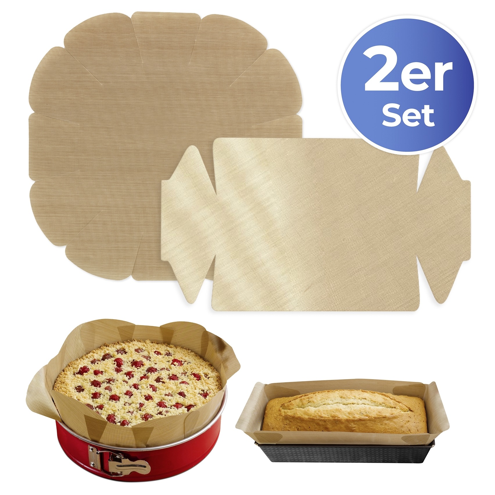 Maximex Backpapier »Antihaft-Backform-Zuschnitt«, mit Antihaft-Beschichtung, Set bestehend aus 1x rund, 1x eckig