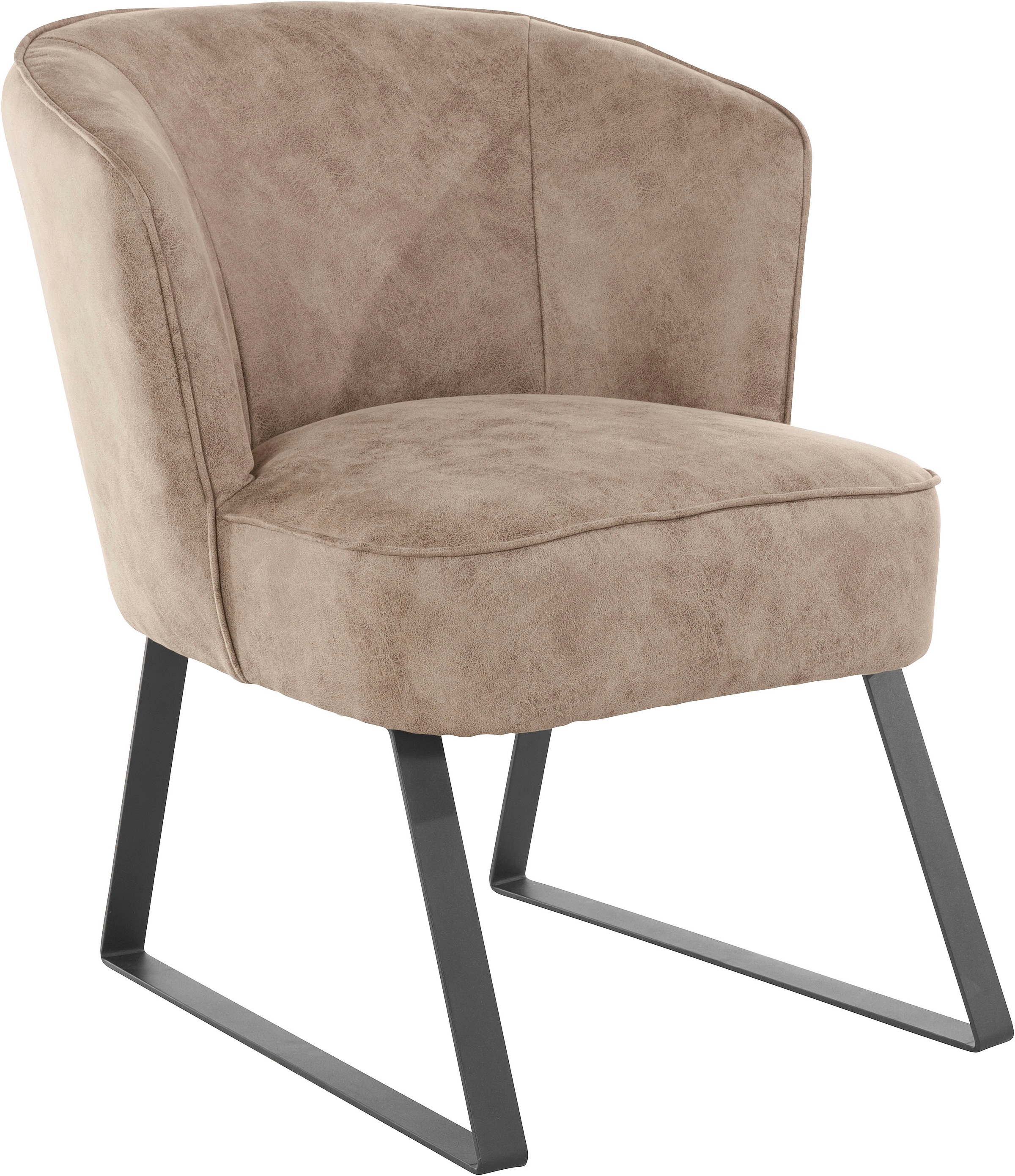 exxpo - sofa fashion Sessel »Americano, Loungesessel«, mit Keder und Metallfüssen, Bezug in verschiedenen Qualitäten, 1 Stck.