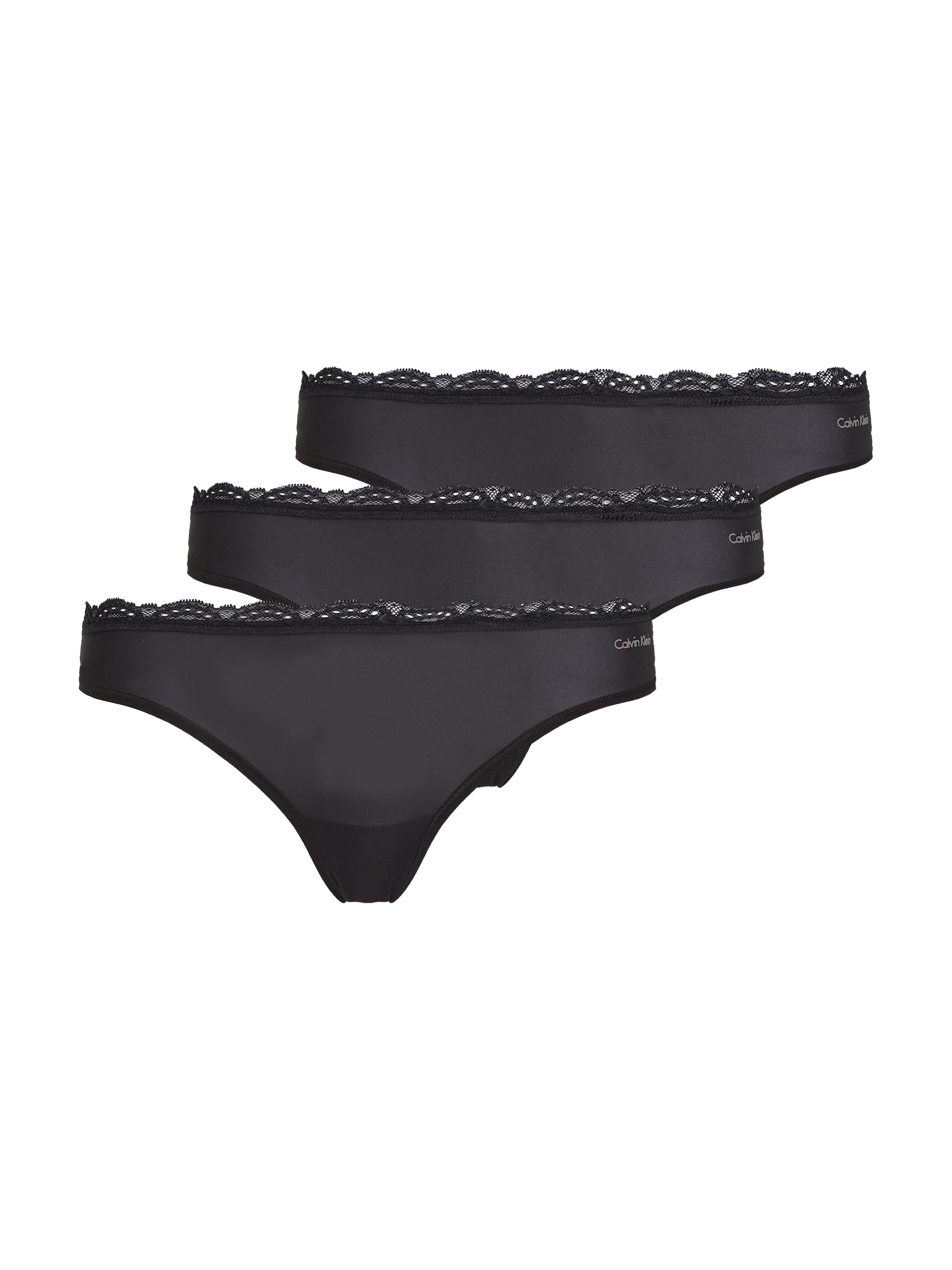 Calvin Klein Underwear String »THONG 3PK« Packung, 3er-Pack, 3 Stk. mit Spitze am Bund
