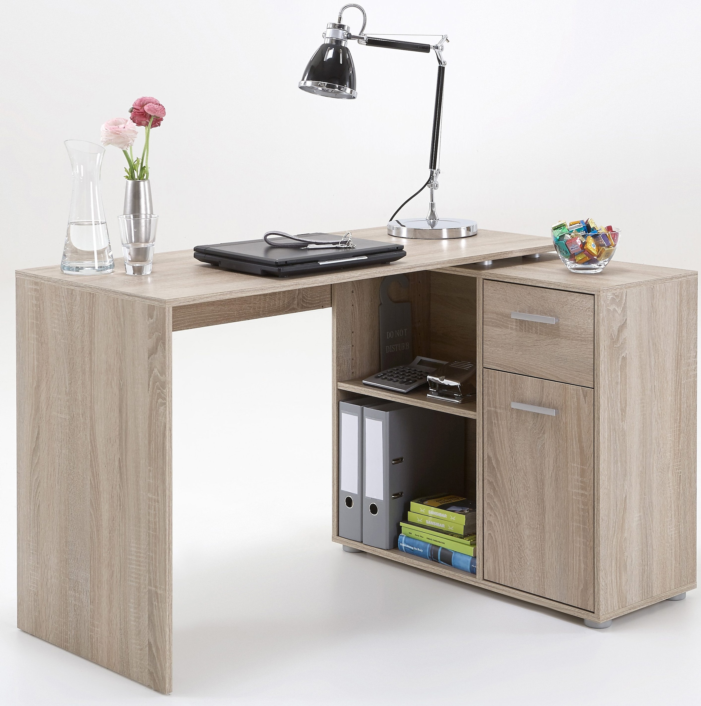 FMD Eckschreibtisch »AUGSBURG«, Sideboard 117/148 online mit Stauraum, | Jelmoli-Versand / bestellen cm Schreibtisch Breite drehbar