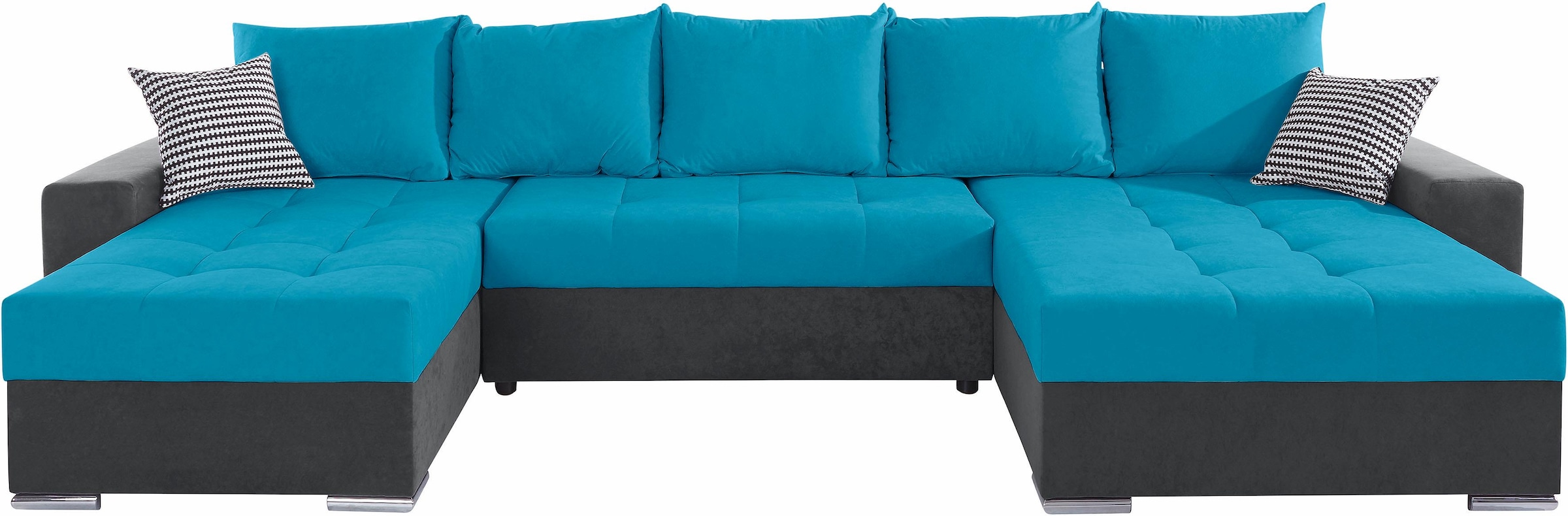COLLECTION AB Wohnlandschaft »XXL-Josy U-Form, Breite 333 cm, mit 2 Recamieren 77 & 97 cm«, inkl. Bettfunktion, Bettkasten, mit 5 gleich grossen Rückenkissen