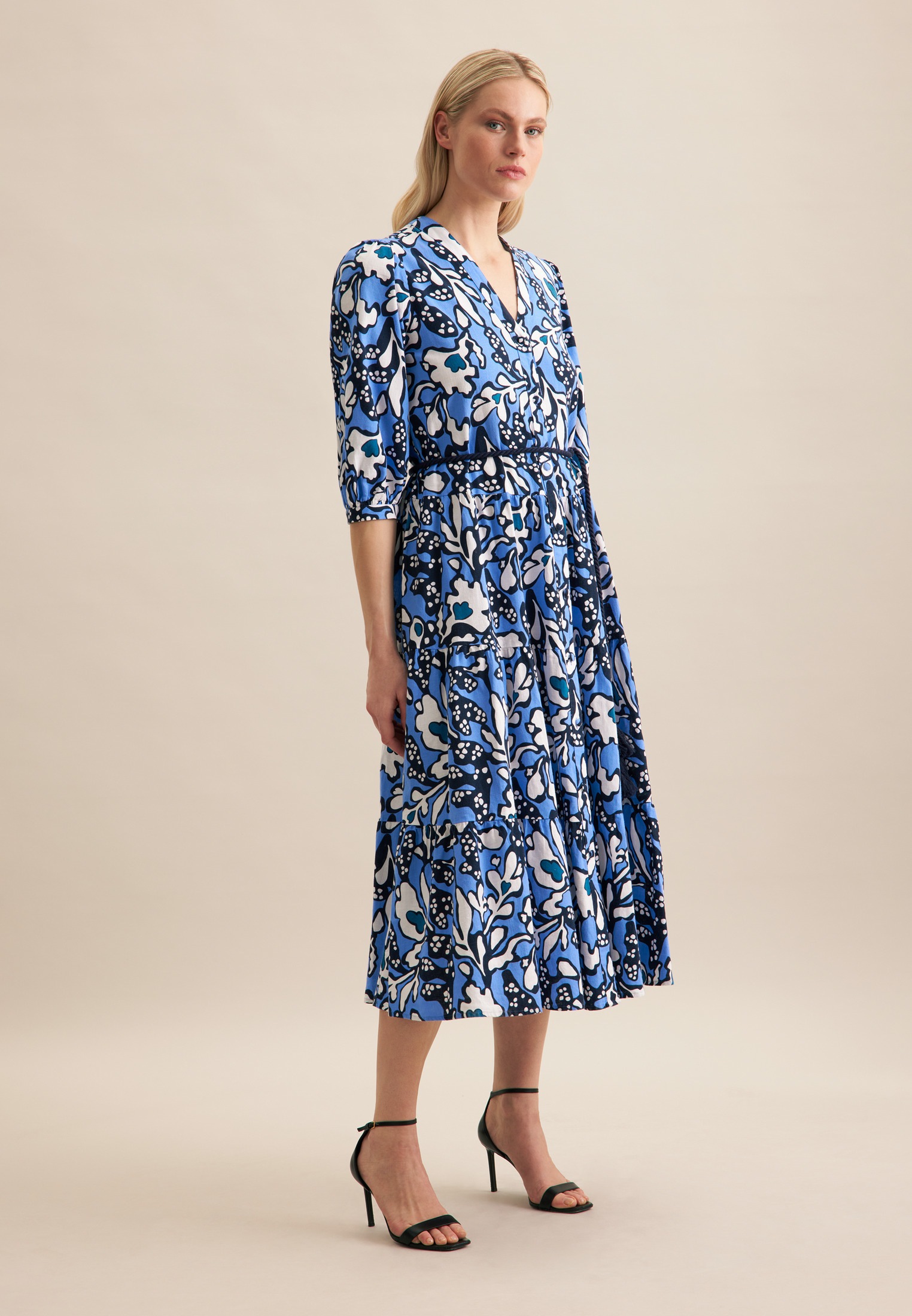 seidensticker Sommerkleid »Schwarze Rose« 7/8 V-Neck Druck