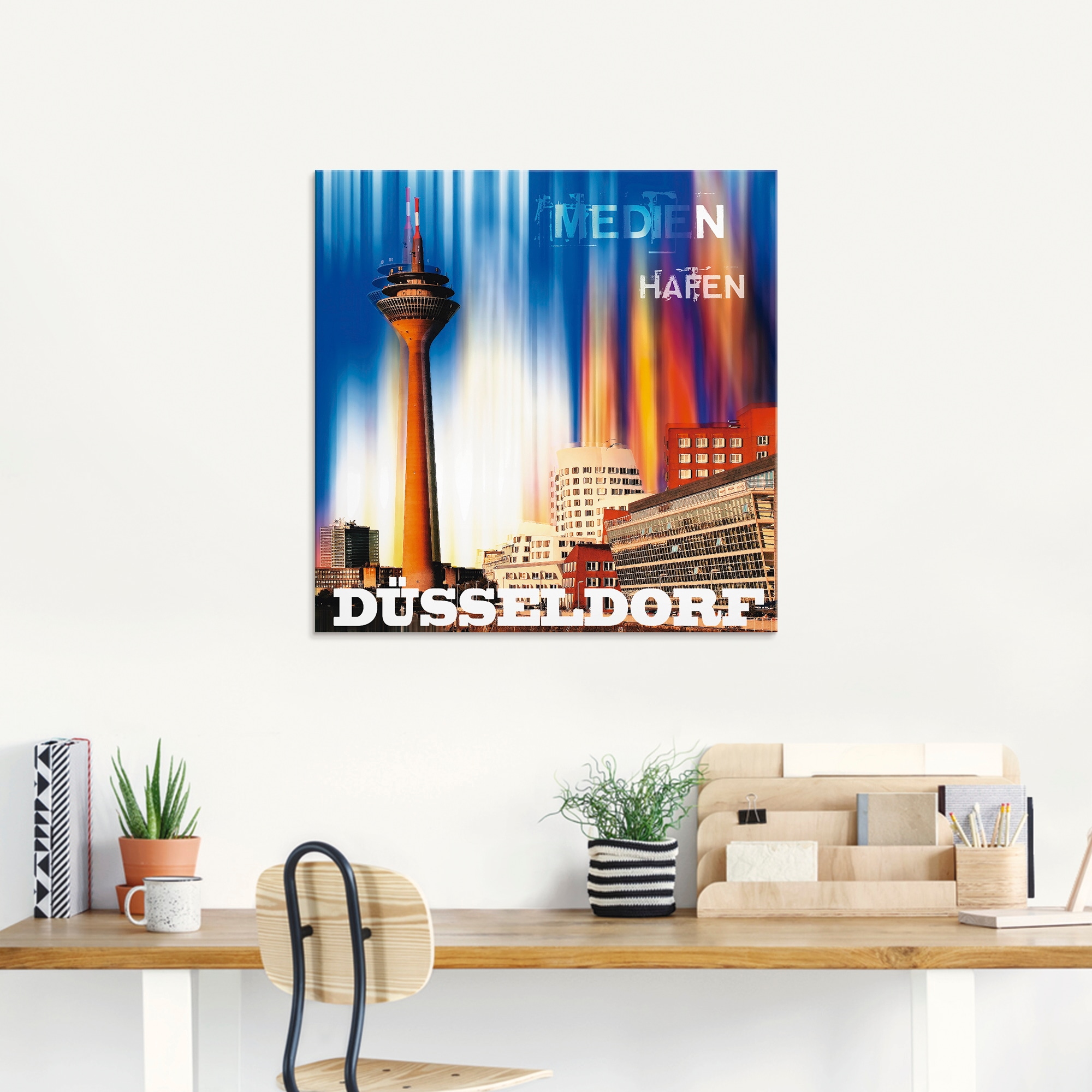 Artland Glasbild »Düsseldorf Skyline Abstrakt 03«, Deutschland, (1 St.), in verschiedenen Grössen
