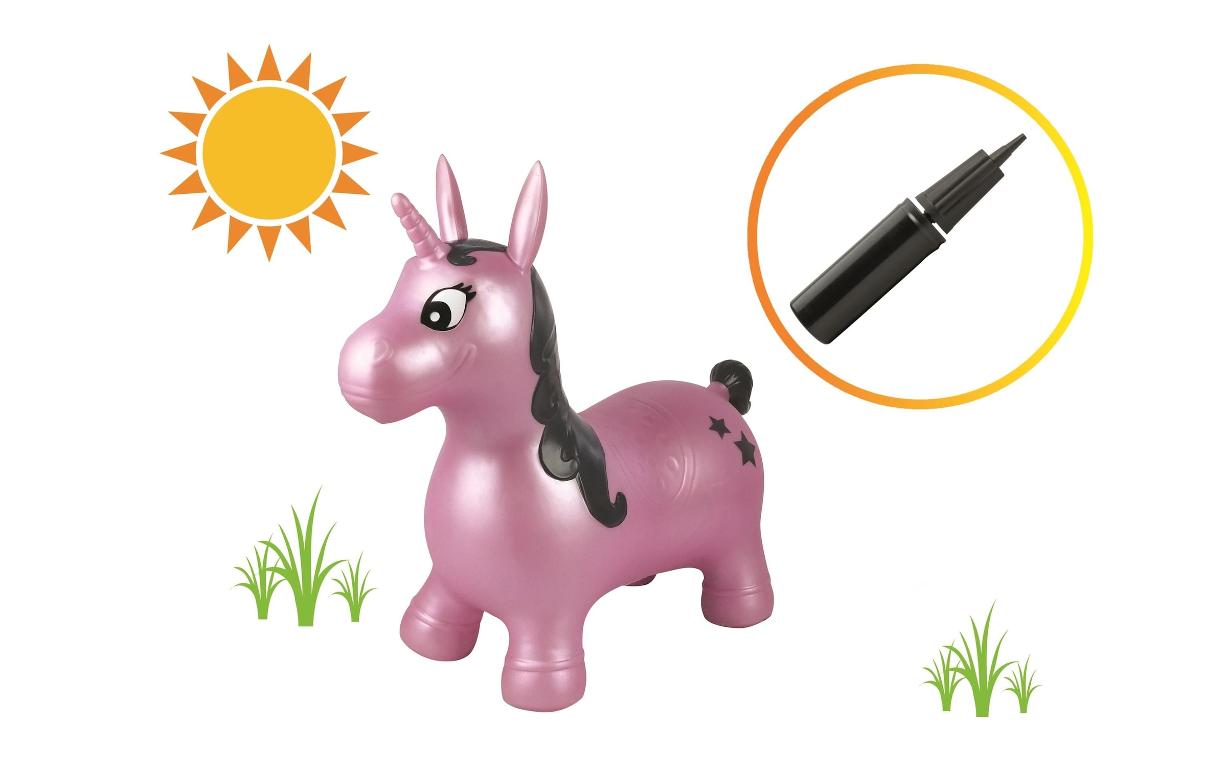 Lexibook® Hüpftier »Einhorn 50 cm«, Schnell aufzublasen mit der mitgelieferten Handpumpe