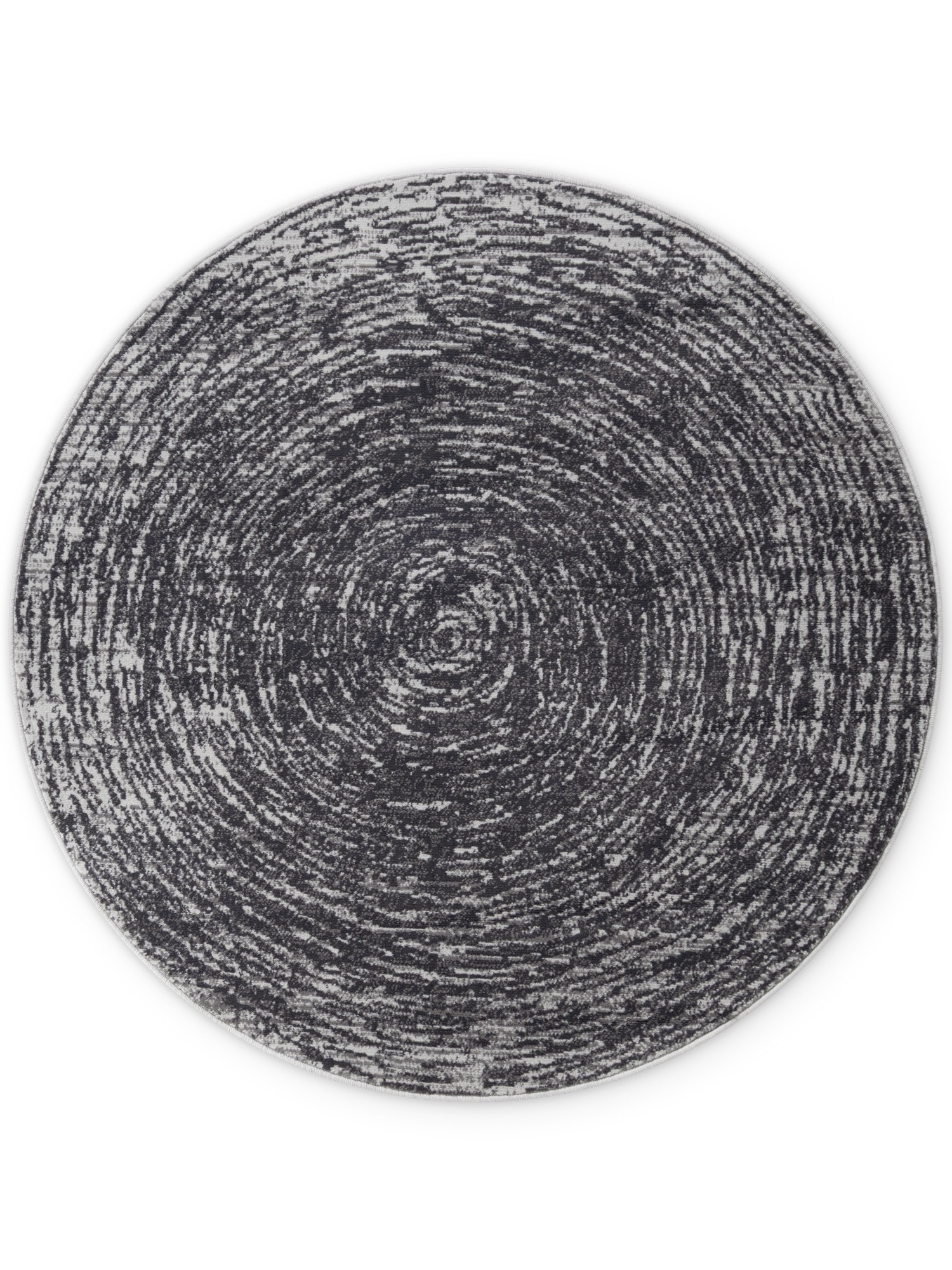 THE RUGS Gloria Round Rug – Cavallo Abstract Short Pile Polypropylene 9 mm in Dark Grey | Size: 120cm diameter