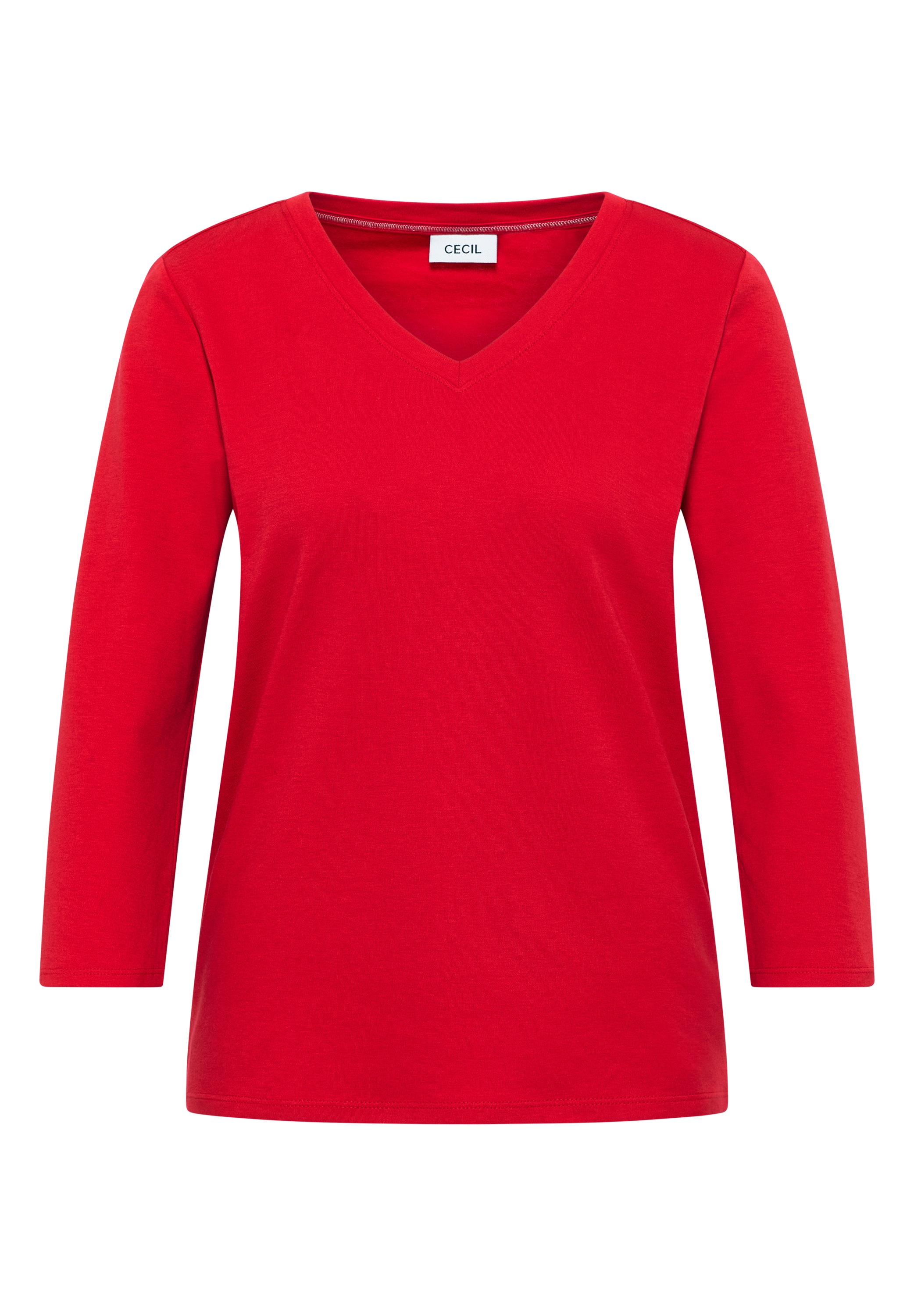 Cecil 3/4-Arm-Shirt, mit V-Ausschnitt, unifarben