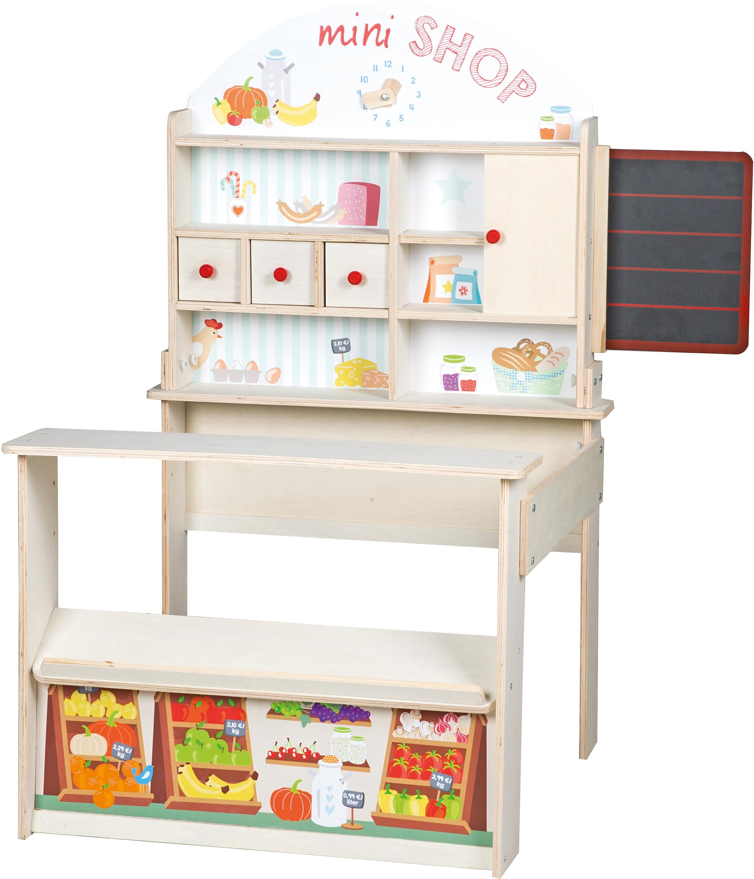 roba® Kaufladen »Minishop, natur«, mit Theke und Tafel