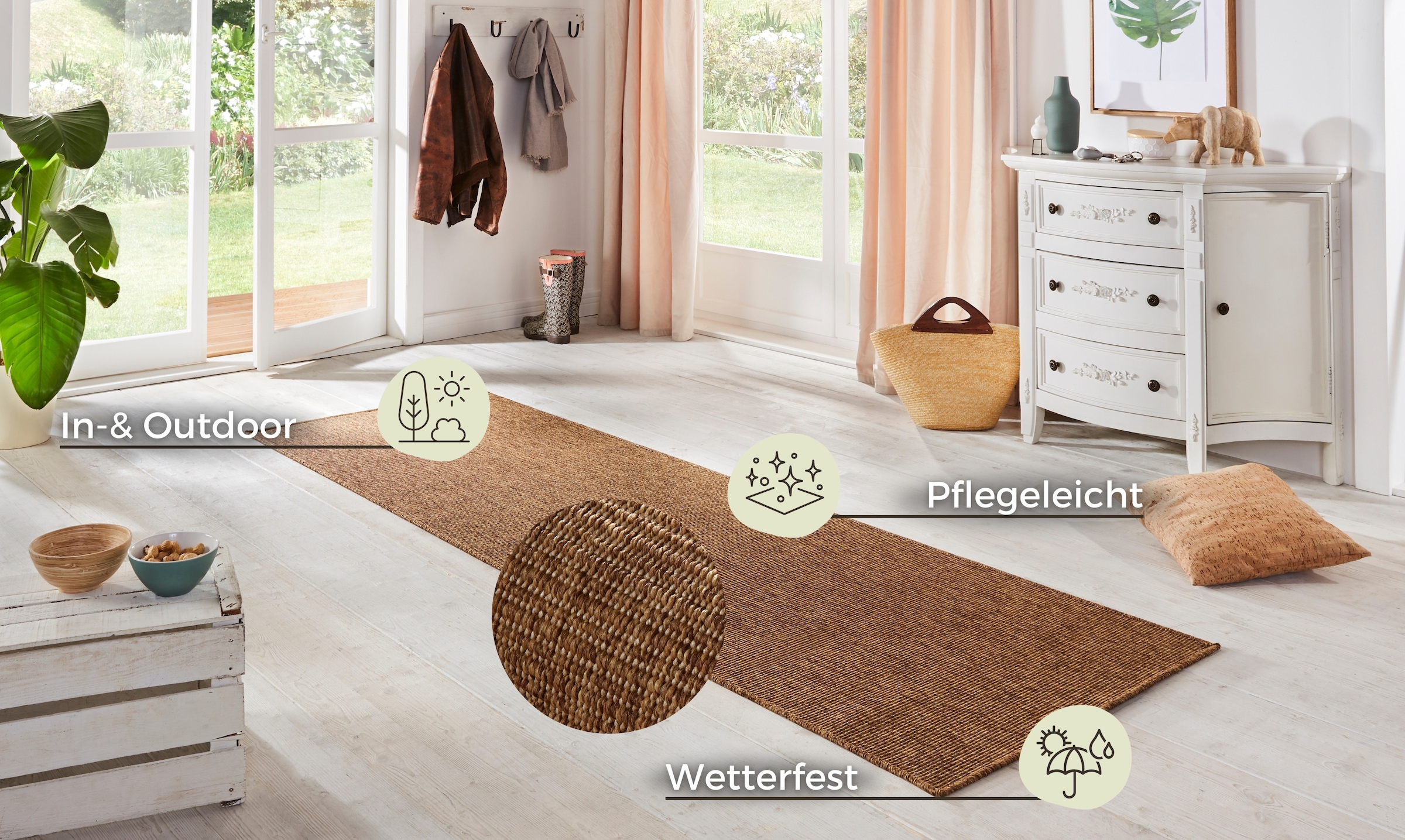 HANSE Home Läufer »Nature, In- und Outdoor«, rechteckig, Teppich, Wetterfest, Balkon, Flur, Wohnzimmer, Wasserfest, Sisal Optik