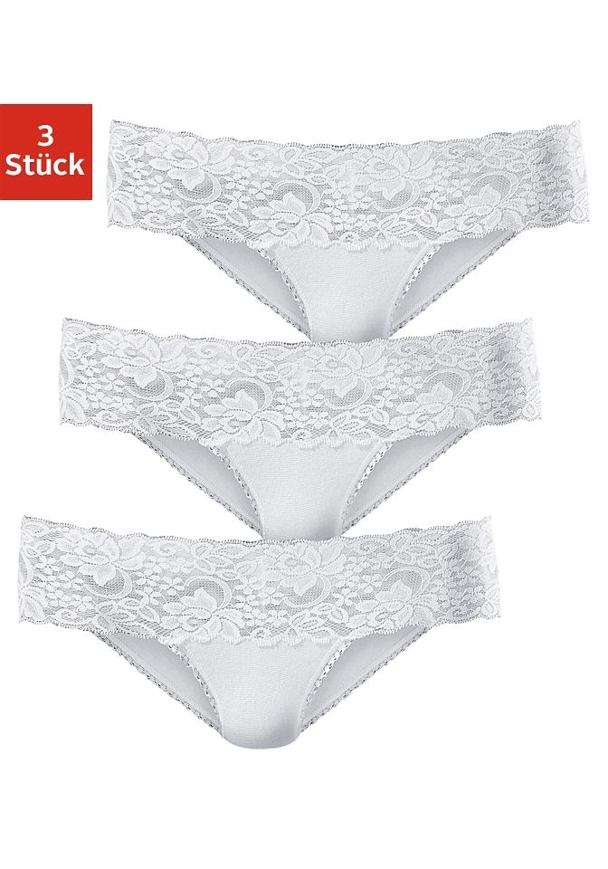 Vivance Brasilslip, (Packung, 3 St.), aus elastischer Baumwolle mit  floraler Spitze online bestellen bei Jelmoli-Versand Schweiz