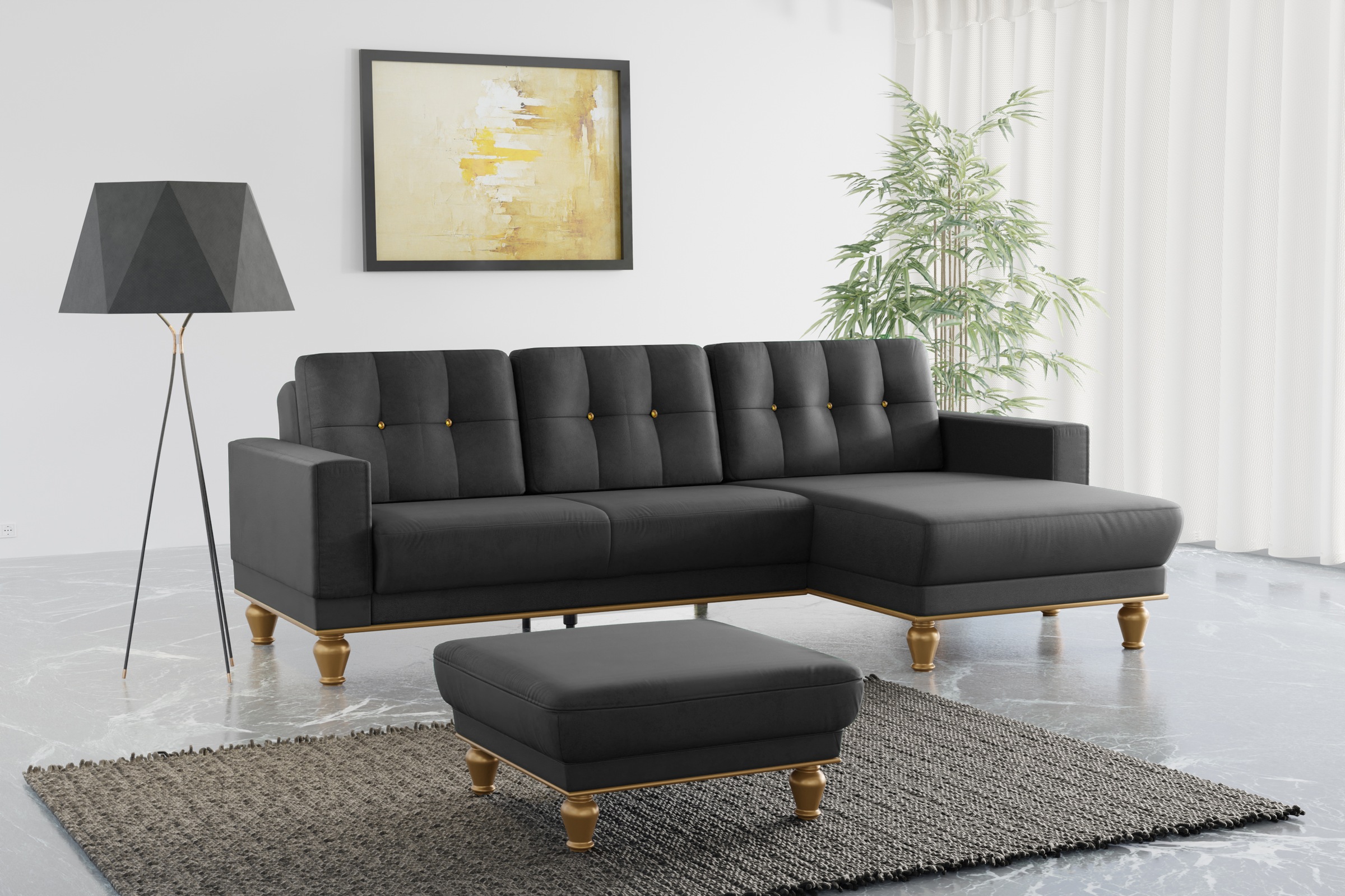 sit&more Ecksofa "Orient 5 L-Form" mit Strass-Stein, wahlweise mit Bettfunktion und Bettkasten