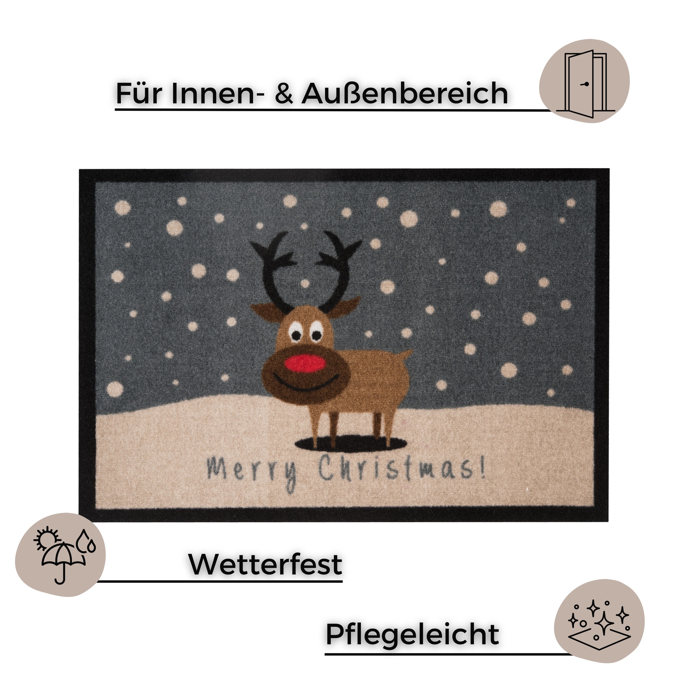 HANSE Home Fussmatte »Christmas Reindeer«, rechteckig, 7 mm Höhe, In- & Outdoor, Rutschfest, Weihnachten, Waschbar, Wetterfest, Flur