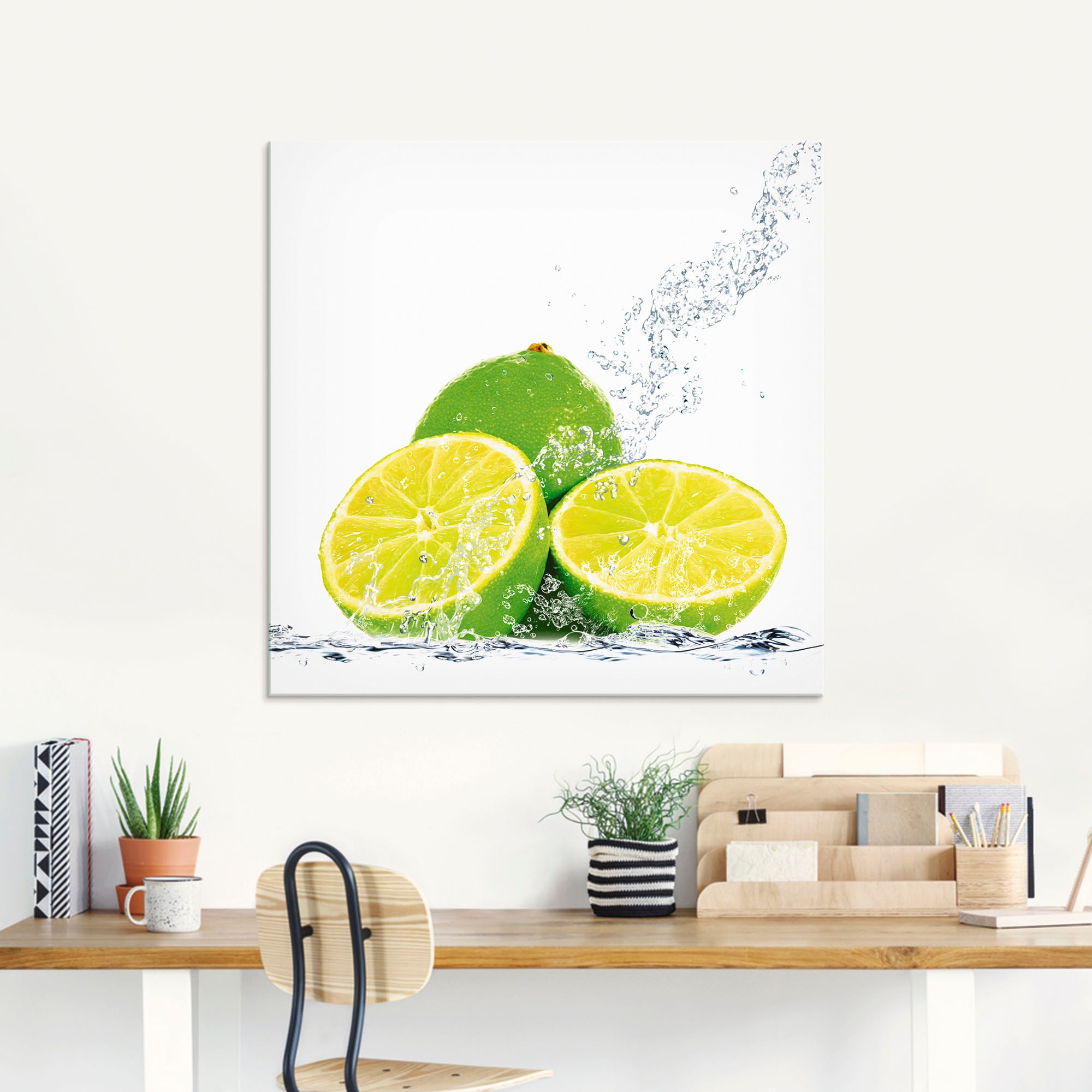 Artland Glasbild "Limette mit Spritzwasser" Lebensmittel 1 Stk. tlg. in verschiedenen Größen