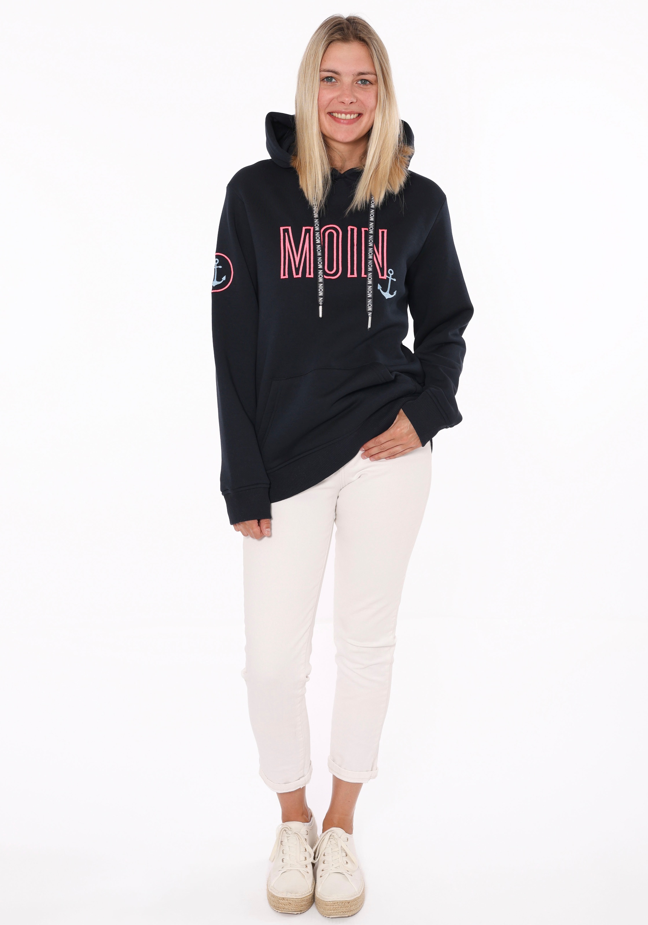 Zwillingsherz Hoodie »Limited Edition«, mit Kapuze, gesticktem "MOIN" und Anker Motiv
