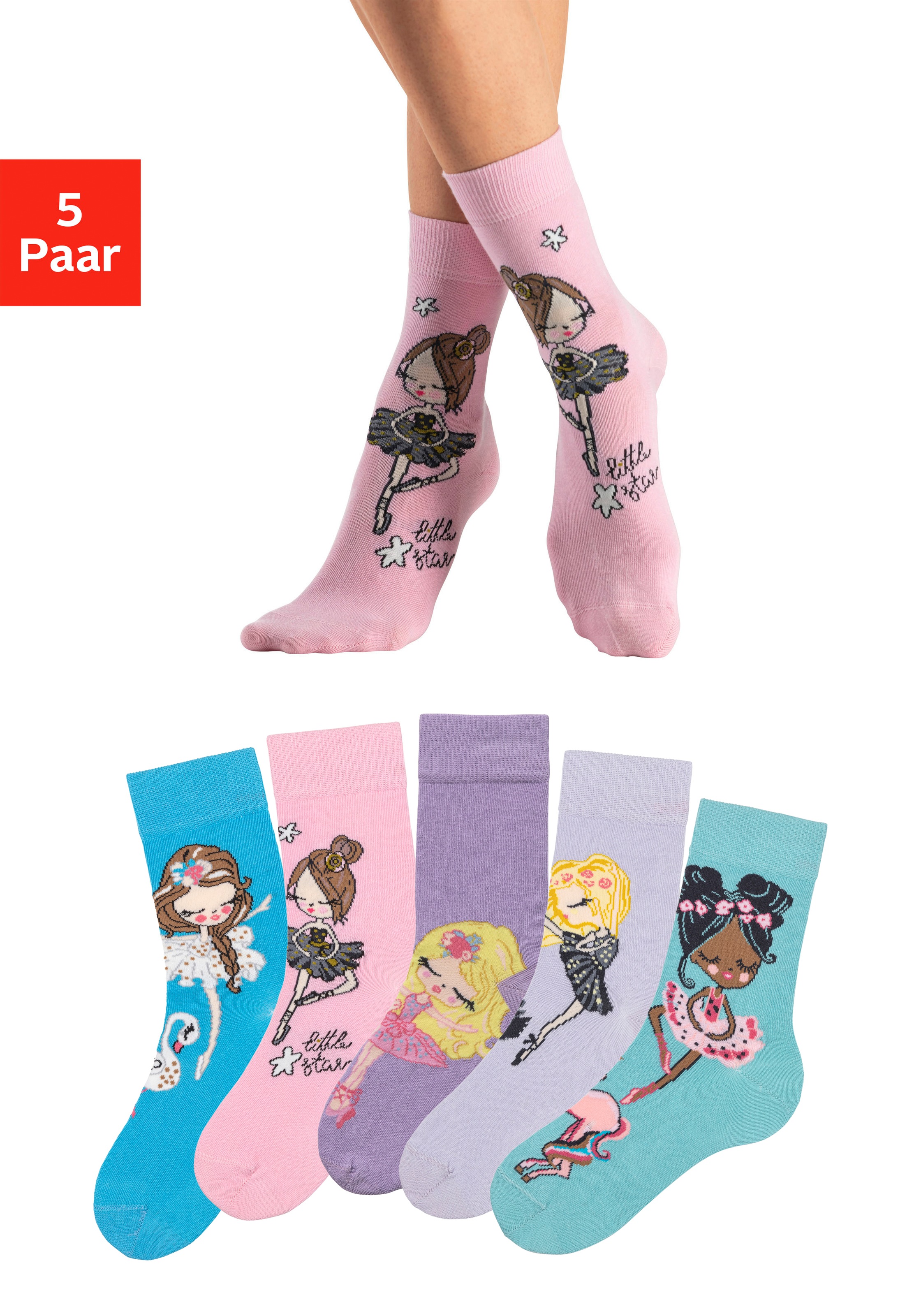 H.I.S Freizeitsocken, (5 Paar), mit Ballett Motive kaufen