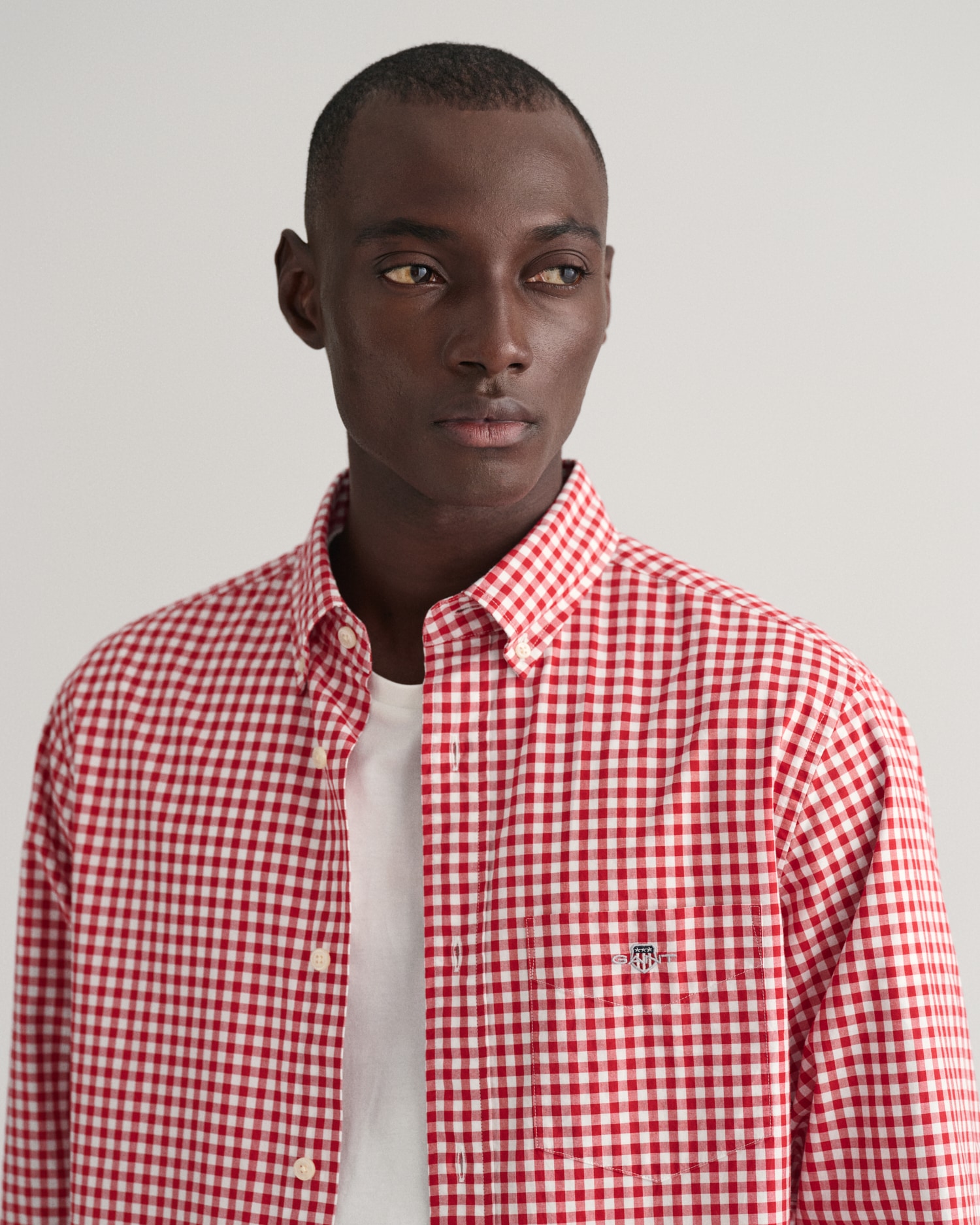 Gant Langarmhemd »REG POPLIN GINGHAM SHIRT«, mit Logostickerei auf der Brust