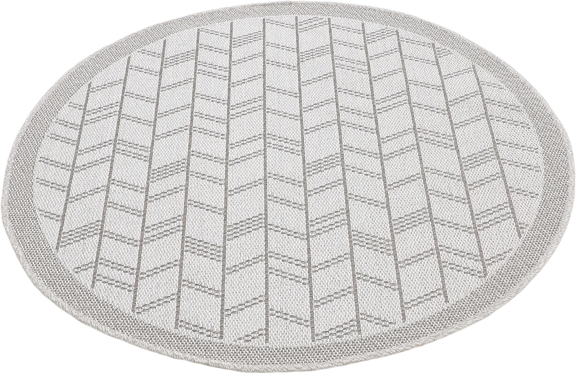 carpetfine Teppich »Boho 102«, rund, 4 mm Höhe, robustes Flachgewebe, Sisal Optik, für Aussenbereich