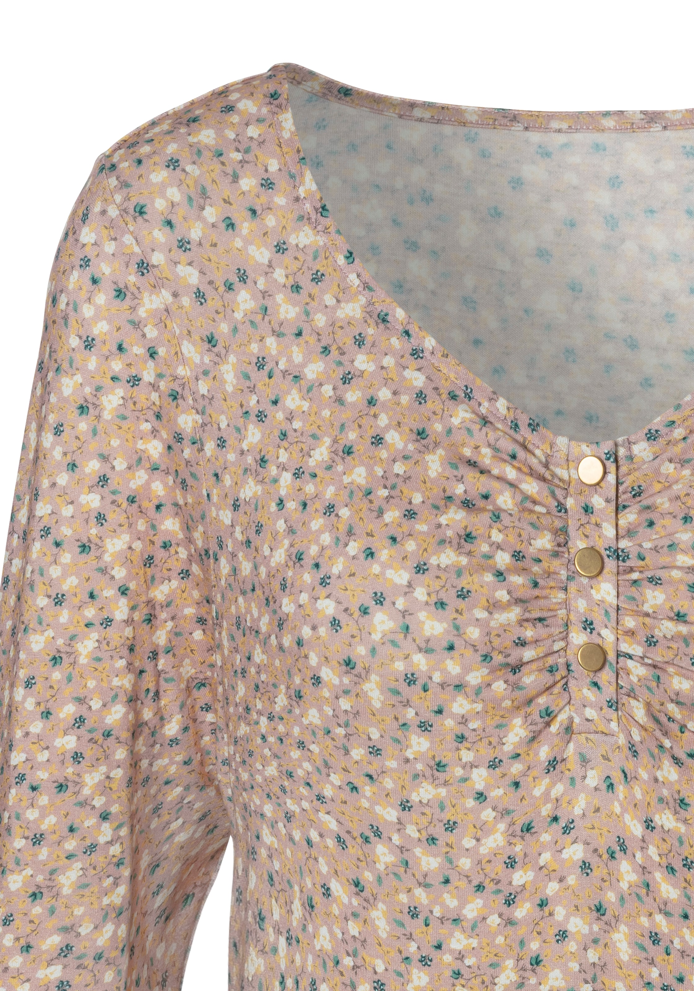 Vivance 3/4-Arm-Shirt »mit kurzer Zierknopfleiste«, aus weichem Viskose-Stretch