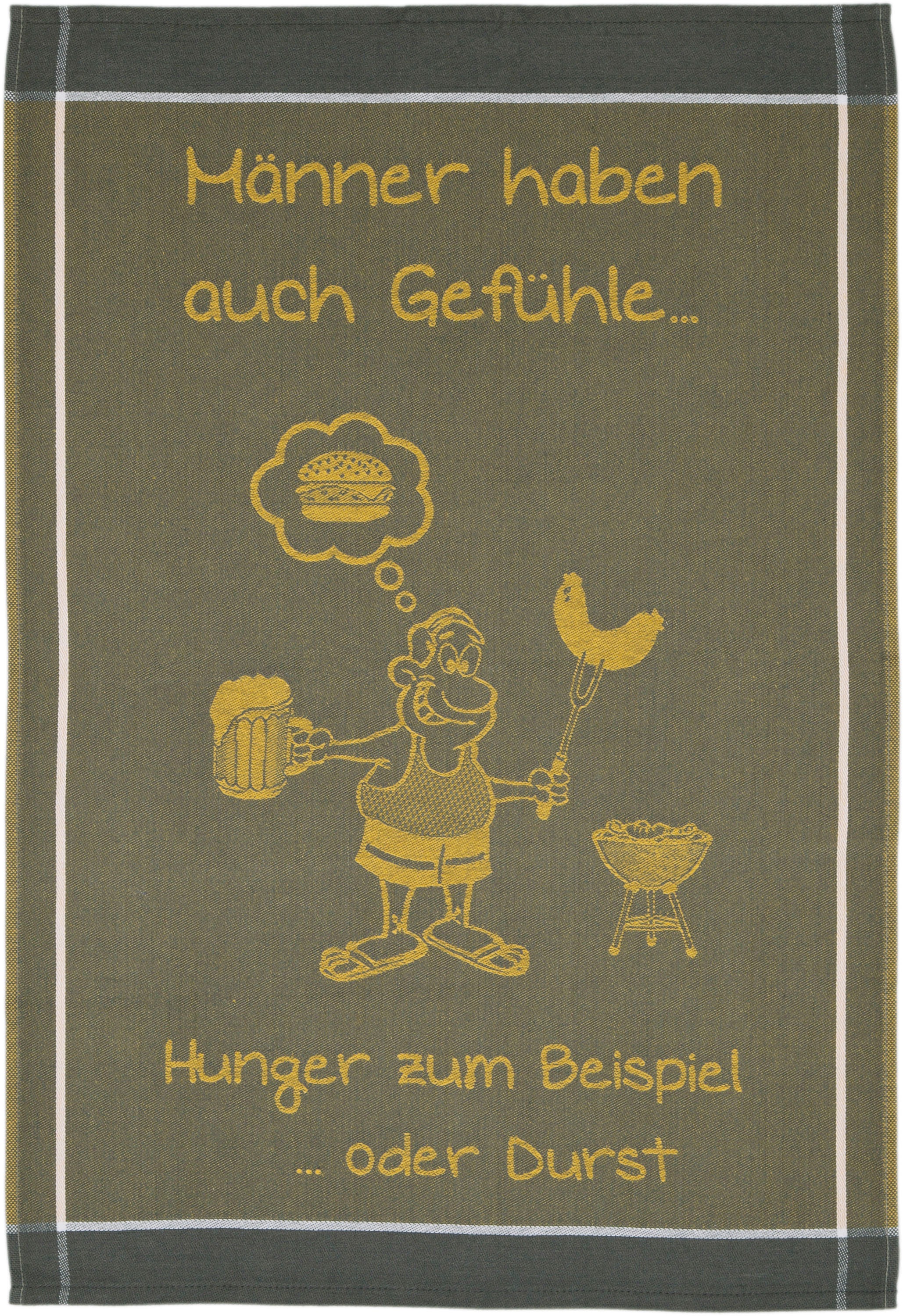 ROSS Geschirrtuch "Männer haben auch Gefühle… Hunger zum Beispiel oder Durst" Sprüchetuch, aus 100% Baumwolle
