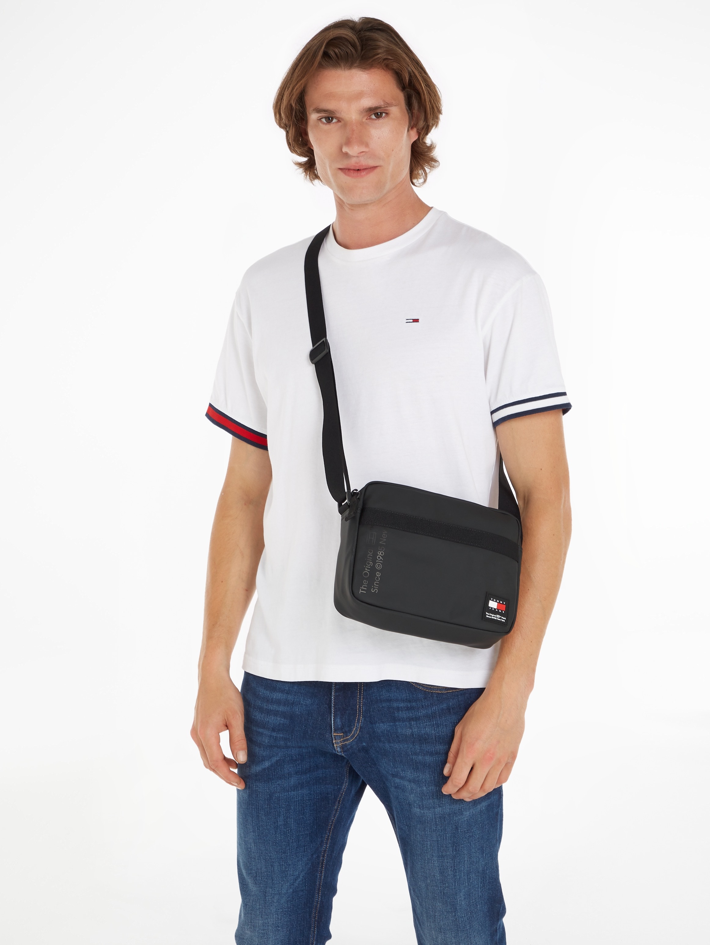 Tommy Jeans Kameratasche, Umhängetasche Schultertasche mit Gurtband Riemen