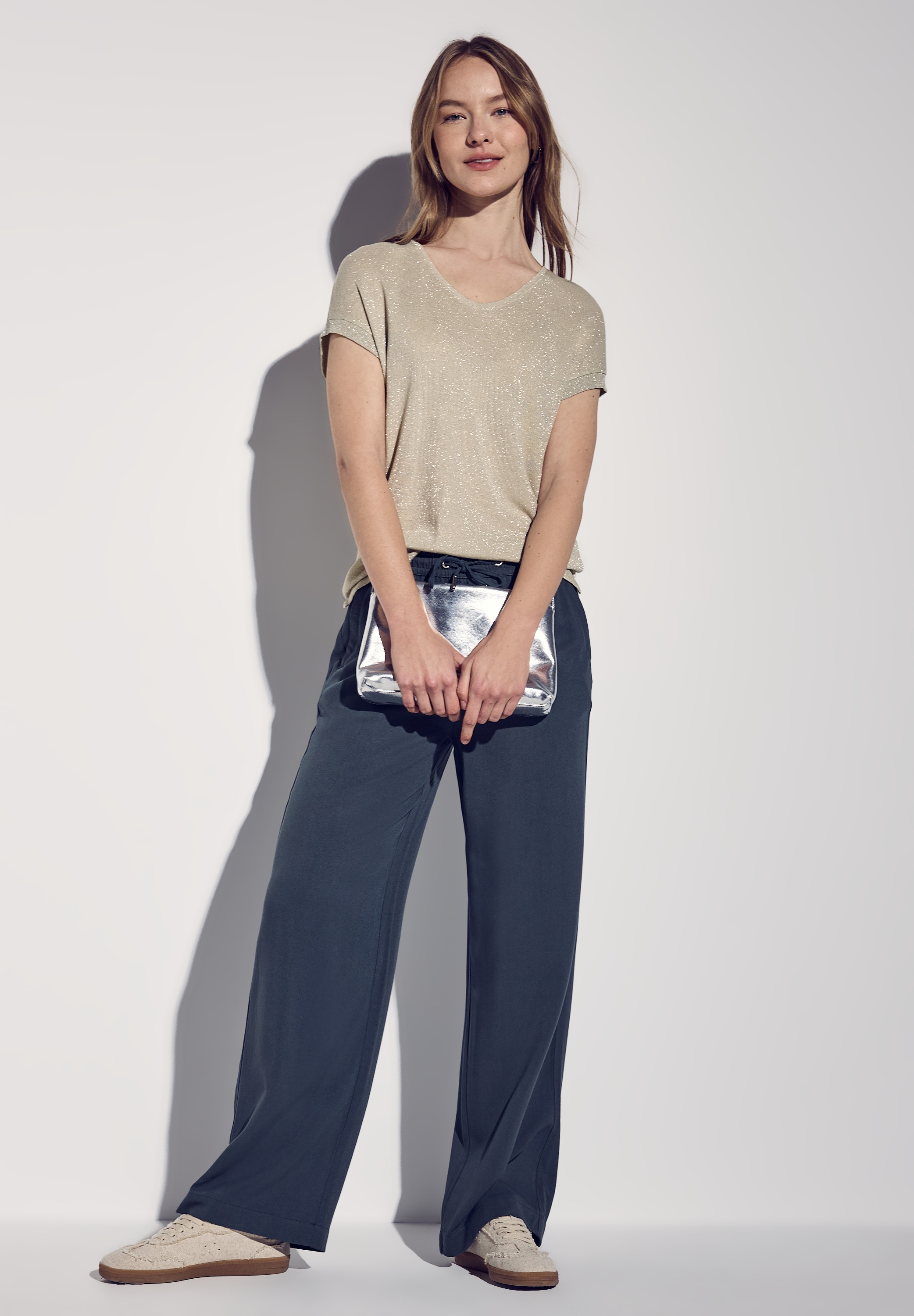 STREET ONE T-Shirt, im Glitzer-Look
