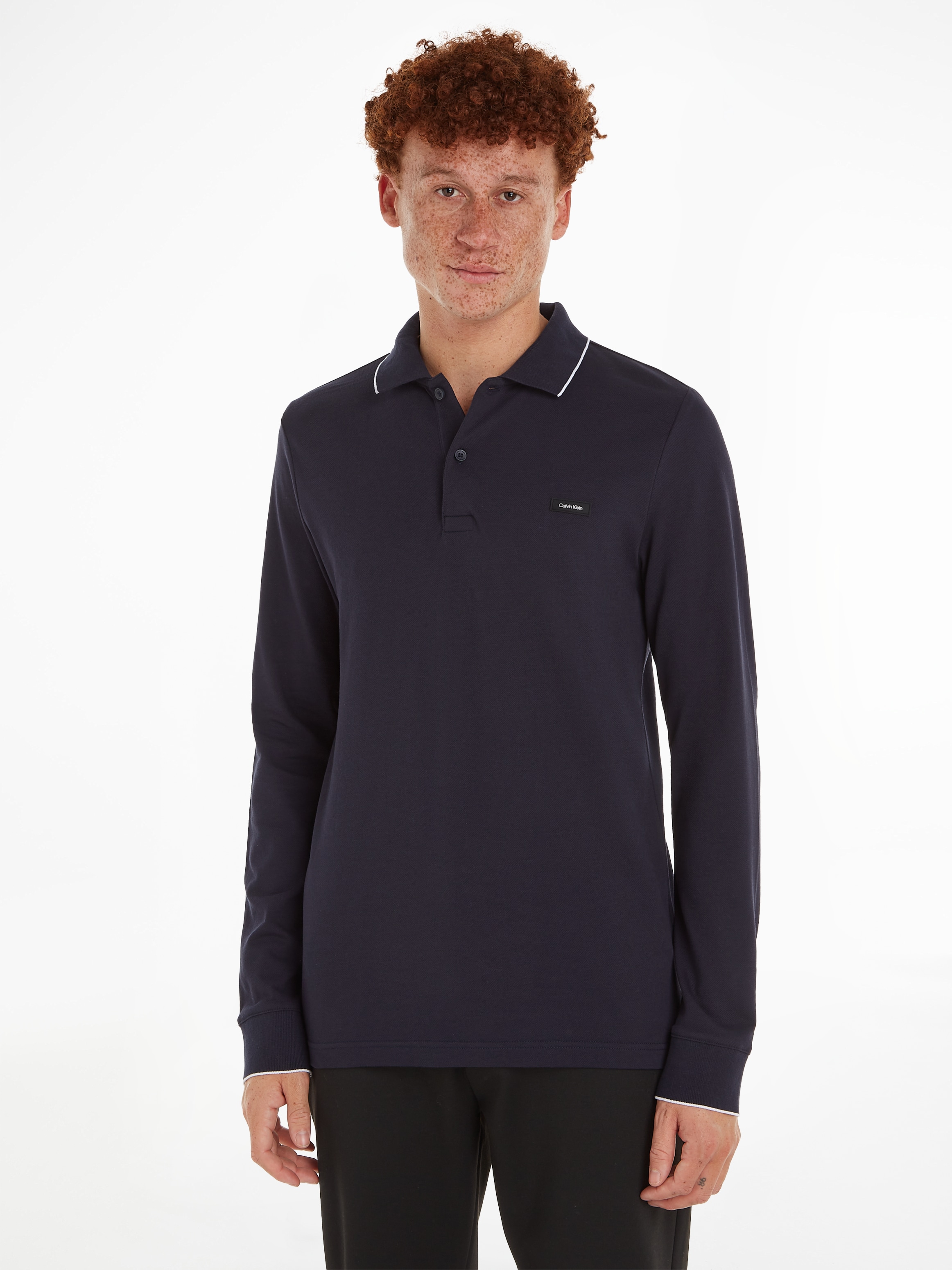 Calvin Klein Poloshirt »STRETCH PIQUE TIPPING LS POLO«