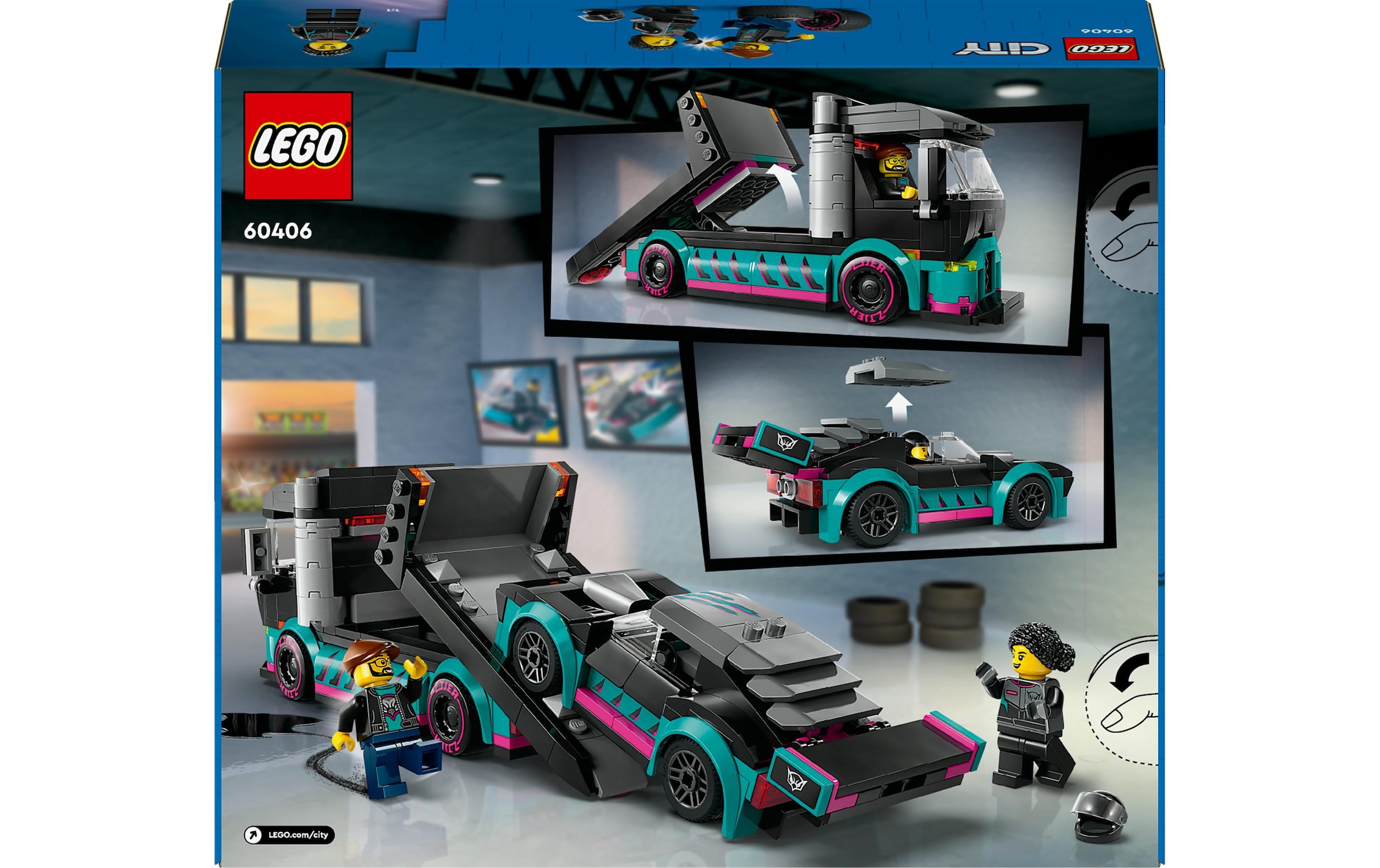 LEGO® Spielbausteine »Autotransporter mit Rennwagen 60406«, (328 St.)