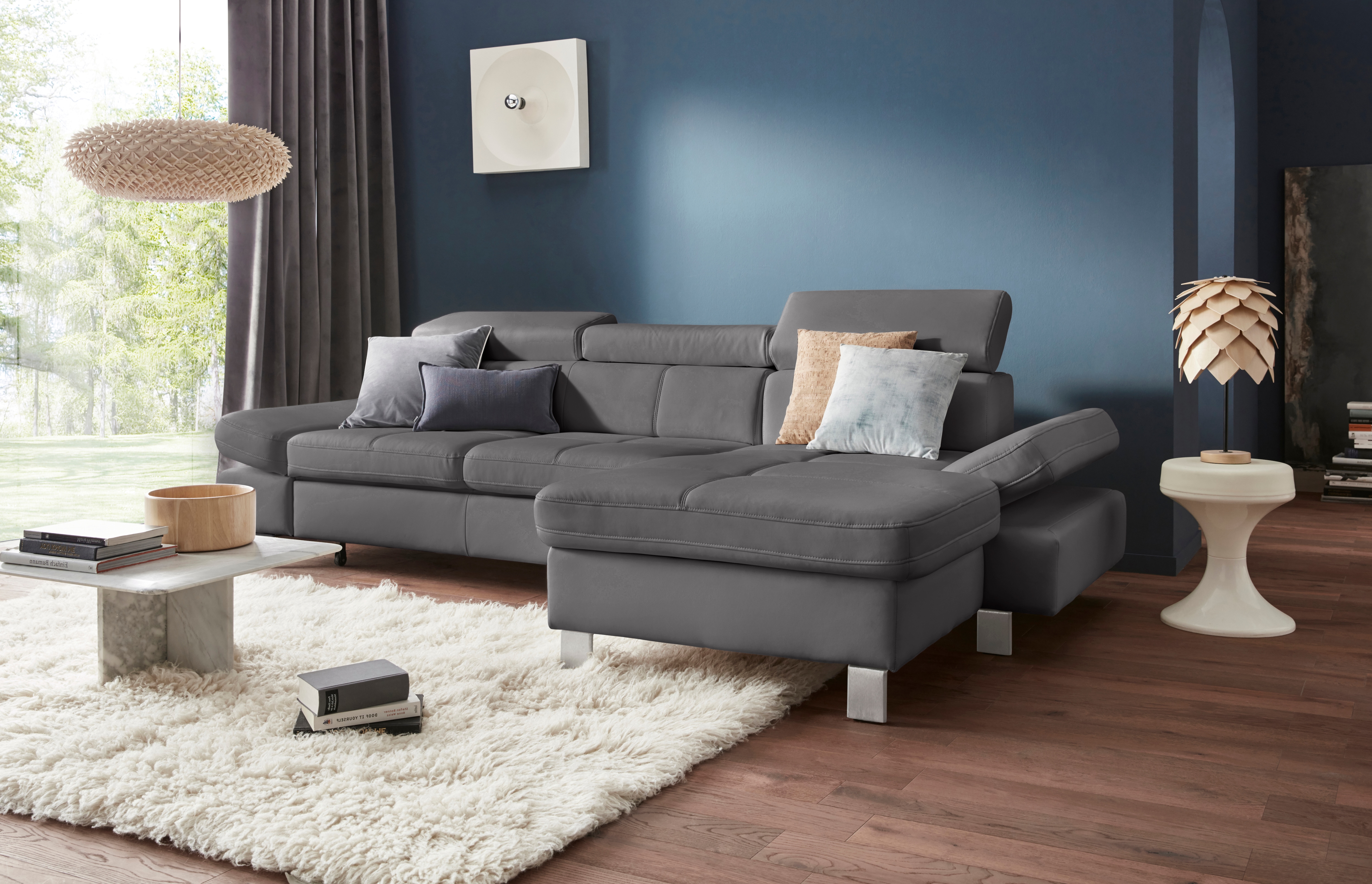 exxpo - sofa fashion Ecksofa "Fiji, hochwertige Detailverarbeitung, Breite 292cm, L-Form" bequem durch Kopf- und Armteilverstellung, wahlweise mit Bettfunktion