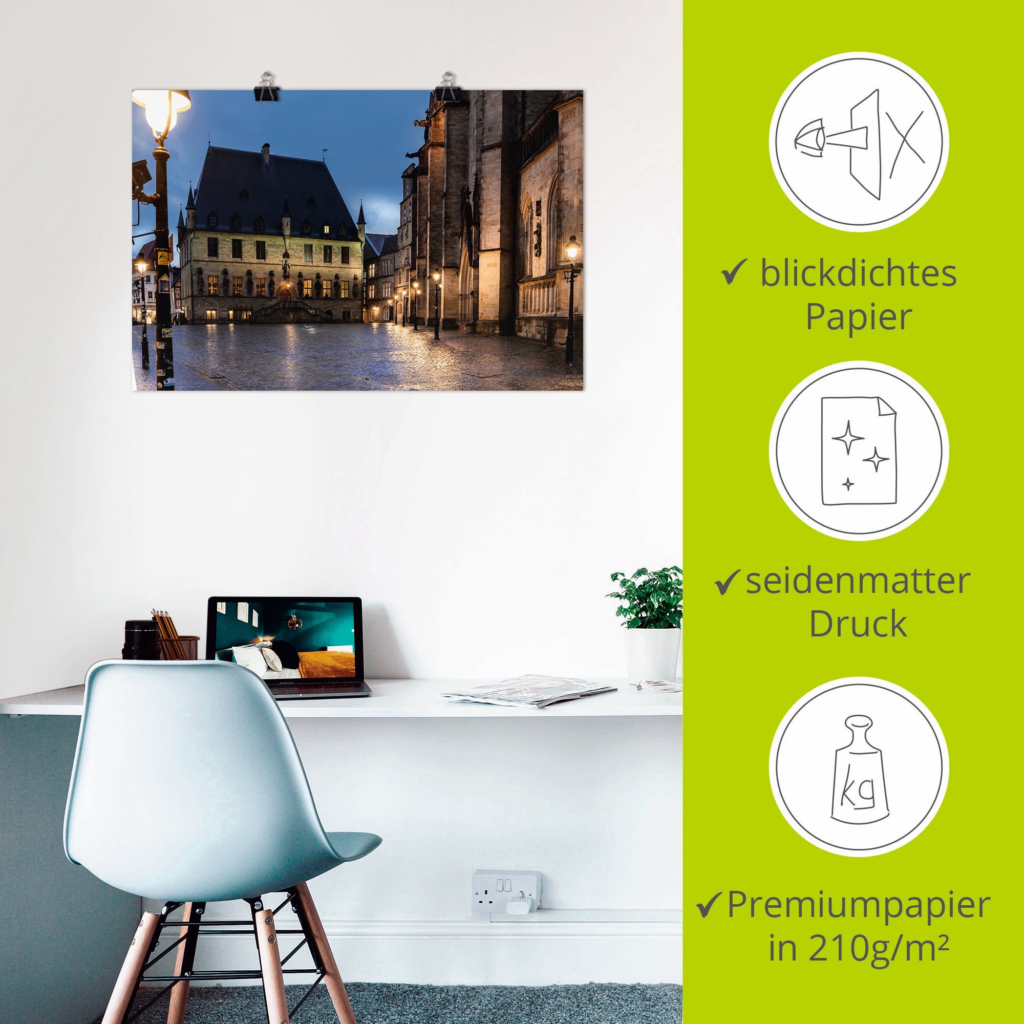 Artland Wandbild »Rathaus Osnabrück I«, Gebäude, (1 St.), als Alubild, Outdoorbild, Poster in verschied. Grössen