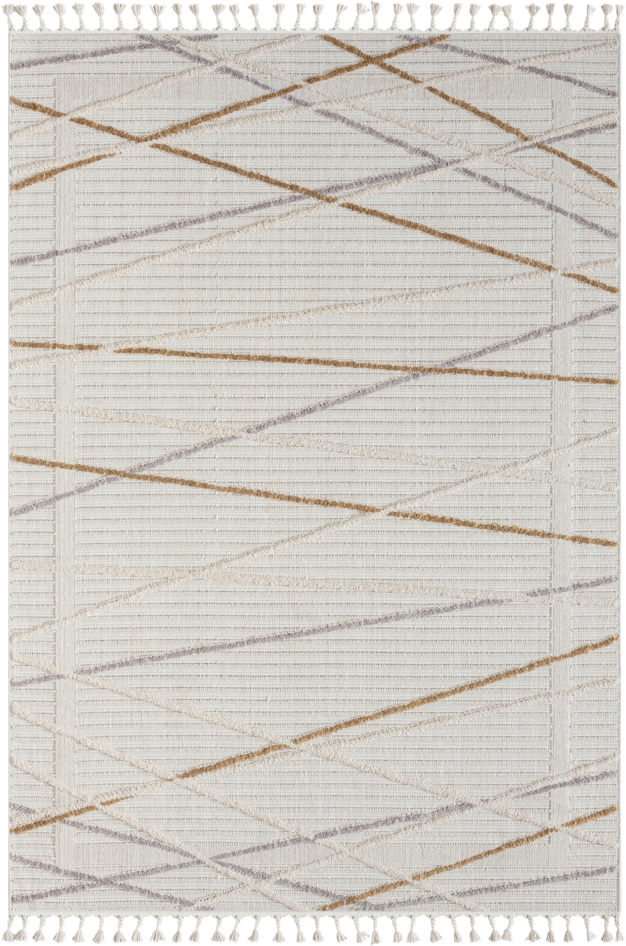 Myflair Möbel & Accessoires Teppich »Luana 1 Lagerräumung«, rechteckig, 10 mm Höhe, Kurzflor, Sisal Optik, Hoch-Tief Effekt, mit Fransen, besonders weich