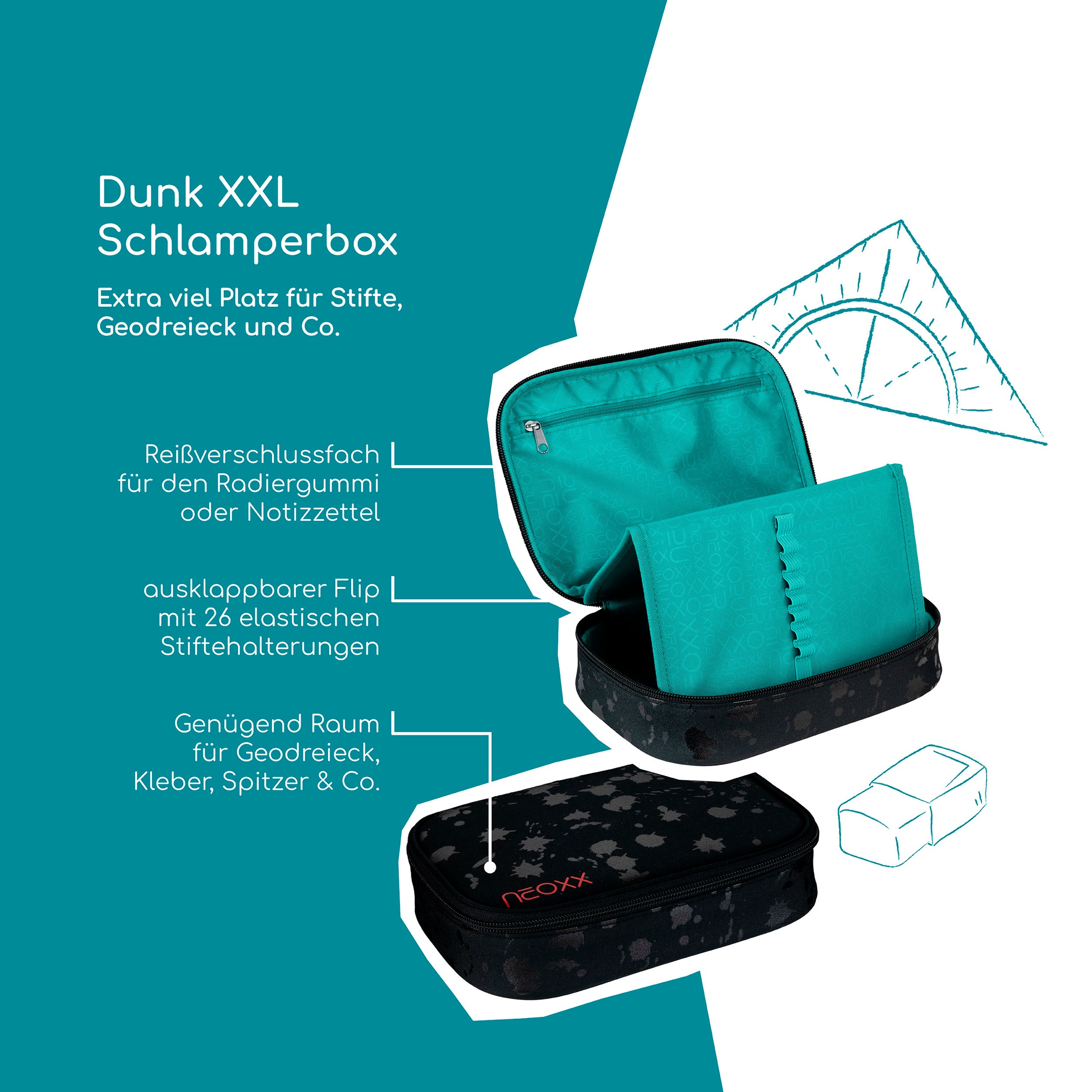neoxx Schreibgeräteetui »Schlamperbox, Dunk, Splash Black«