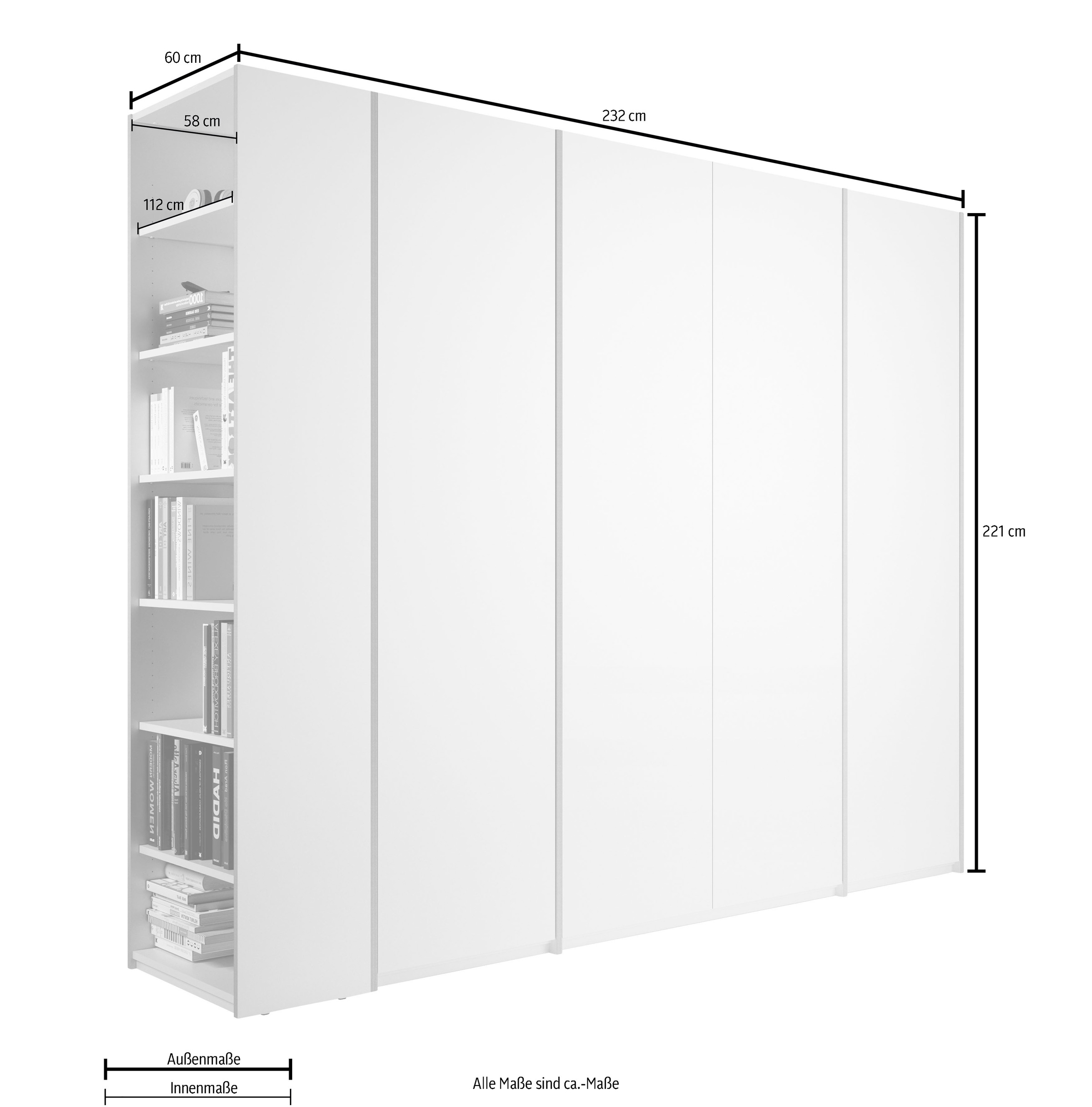 Müller SMALL LIVING Drehtürenschrank »Modular Plus Variante 5«, 3 geräumige Schubladen, Anbauregal rechts oder links montierbar