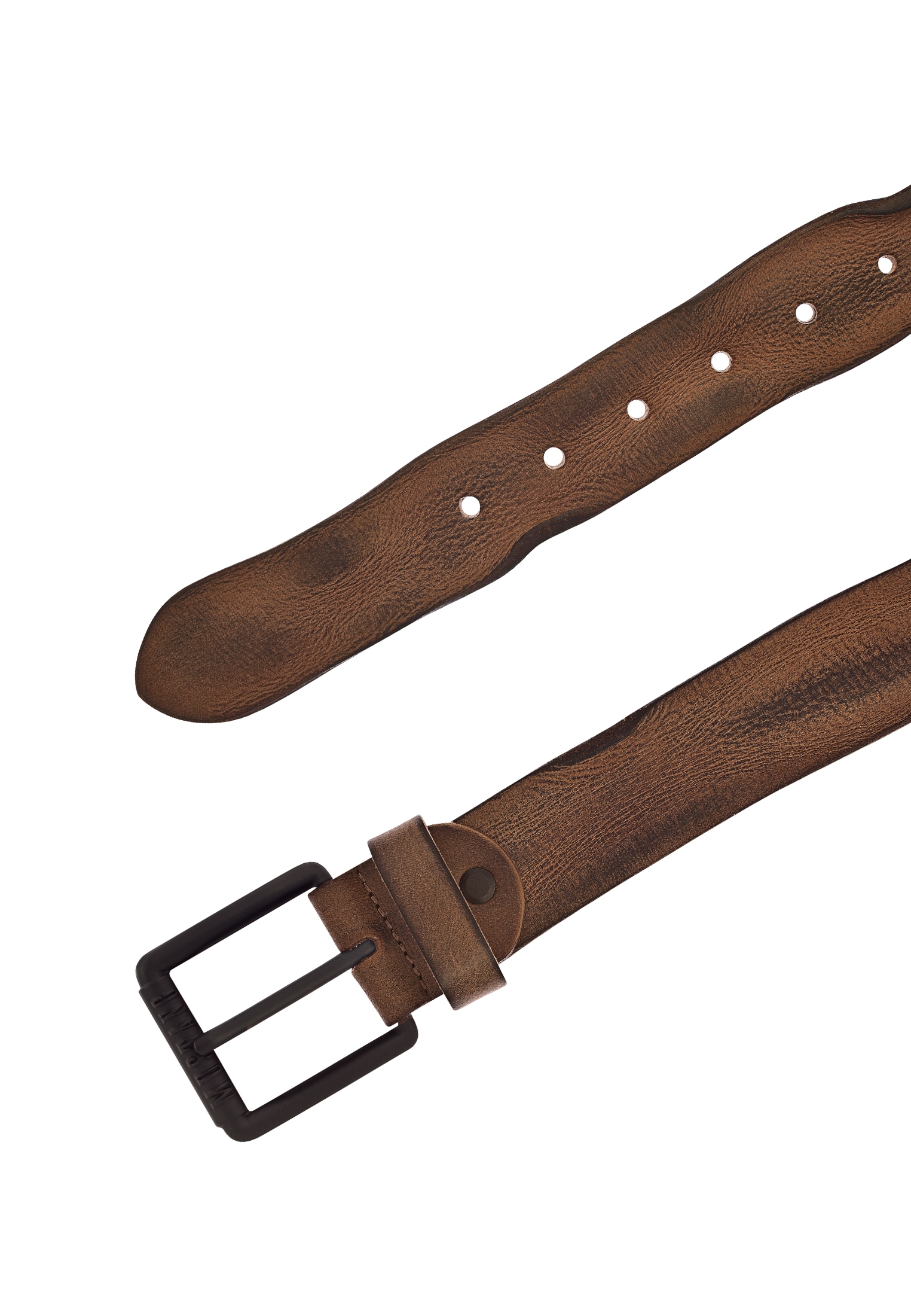 MUSTANG Ledergürtel, gefinishtes Vollleder in Used-Optik, geschwärzte Schnalle, 4 cm