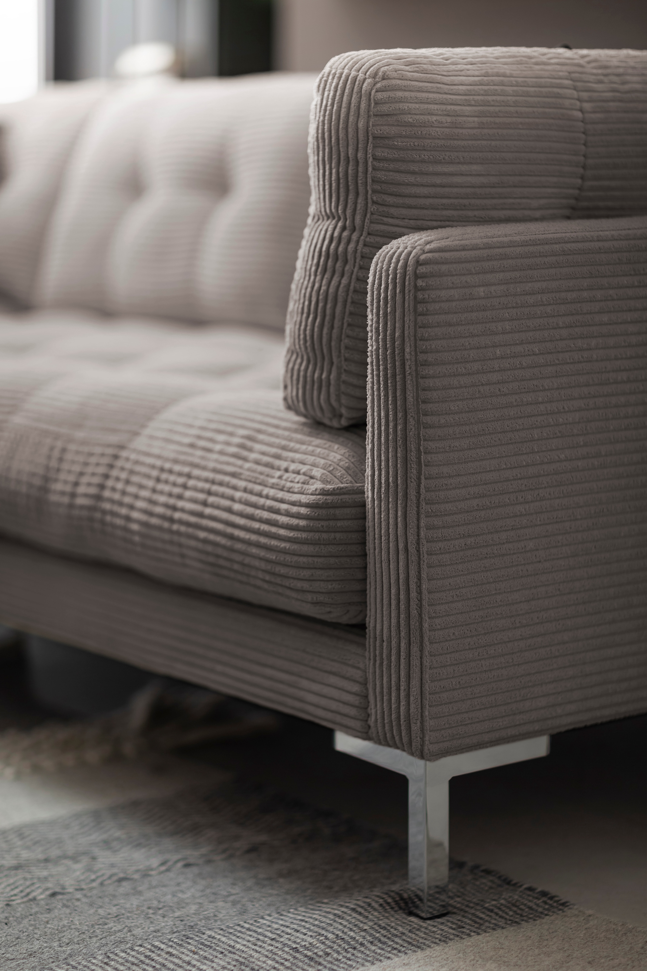 Trends by HG Wohnlandschaft »Landau U-Form«, in Cord-Stoff mit Metallfuss