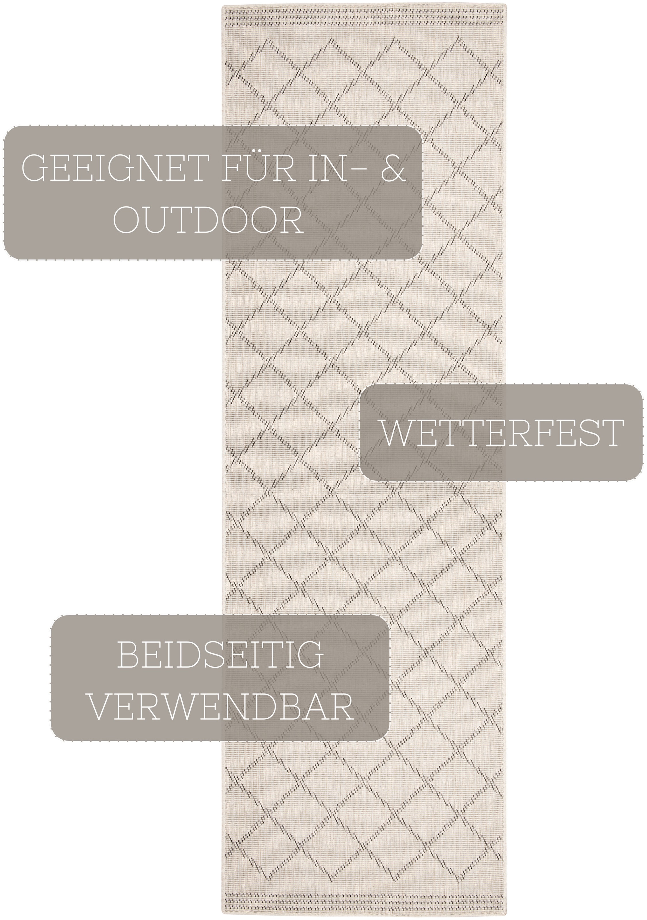 HANSE Home Teppich »Corsica Wendeteppich«, rechteckig, 5 mm Höhe, In-& Outdoor, Wetterfest, Balkon, Läufer, Wohnzimmer, Wasserfest