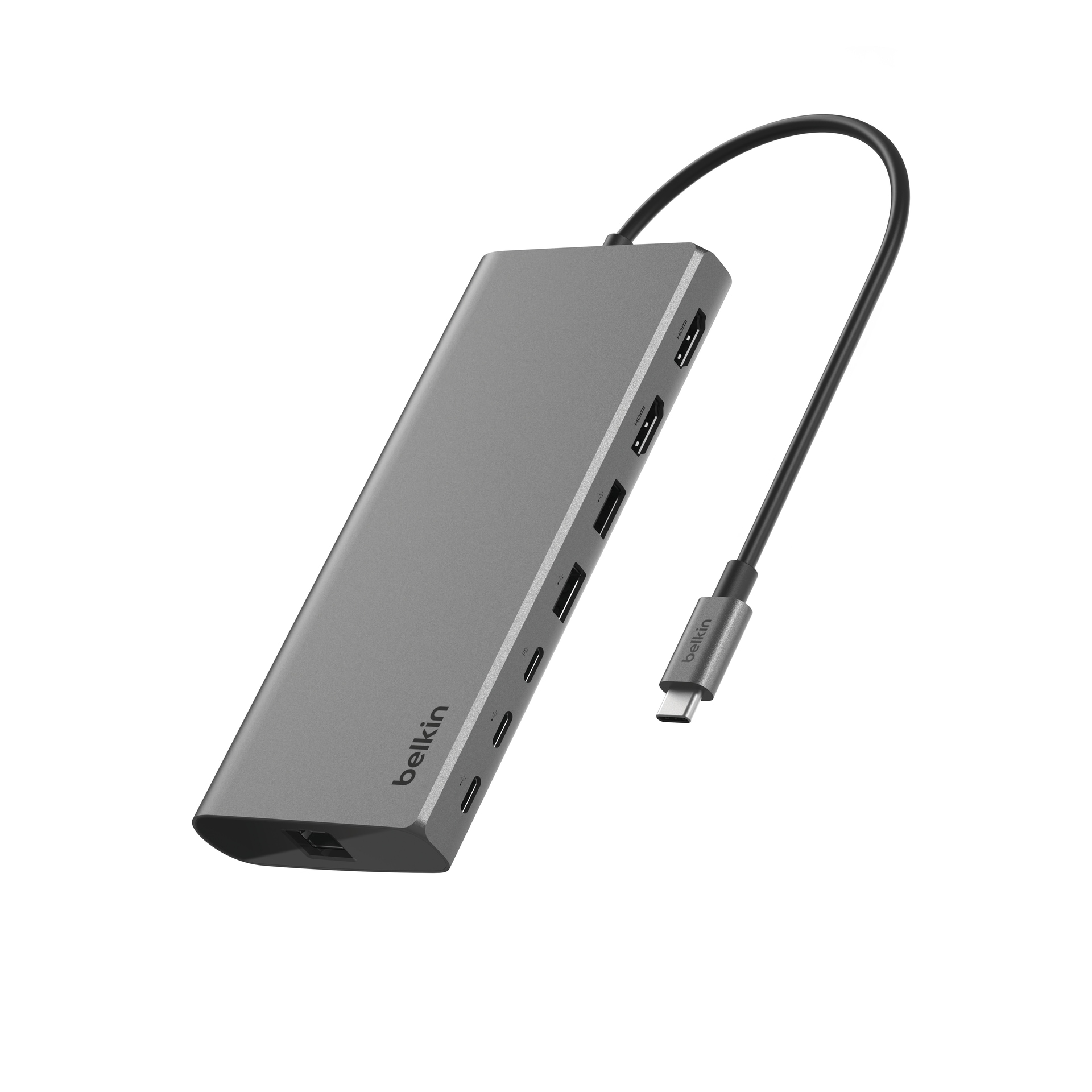 Belkin Laptop-Dockingstation "Connect Universal USB-C-8-in-1-Core-Hub für zwei Bildschirme" unterstützt 2 UHD Monitore, 4K/60 Hz und 4K/30 Hz