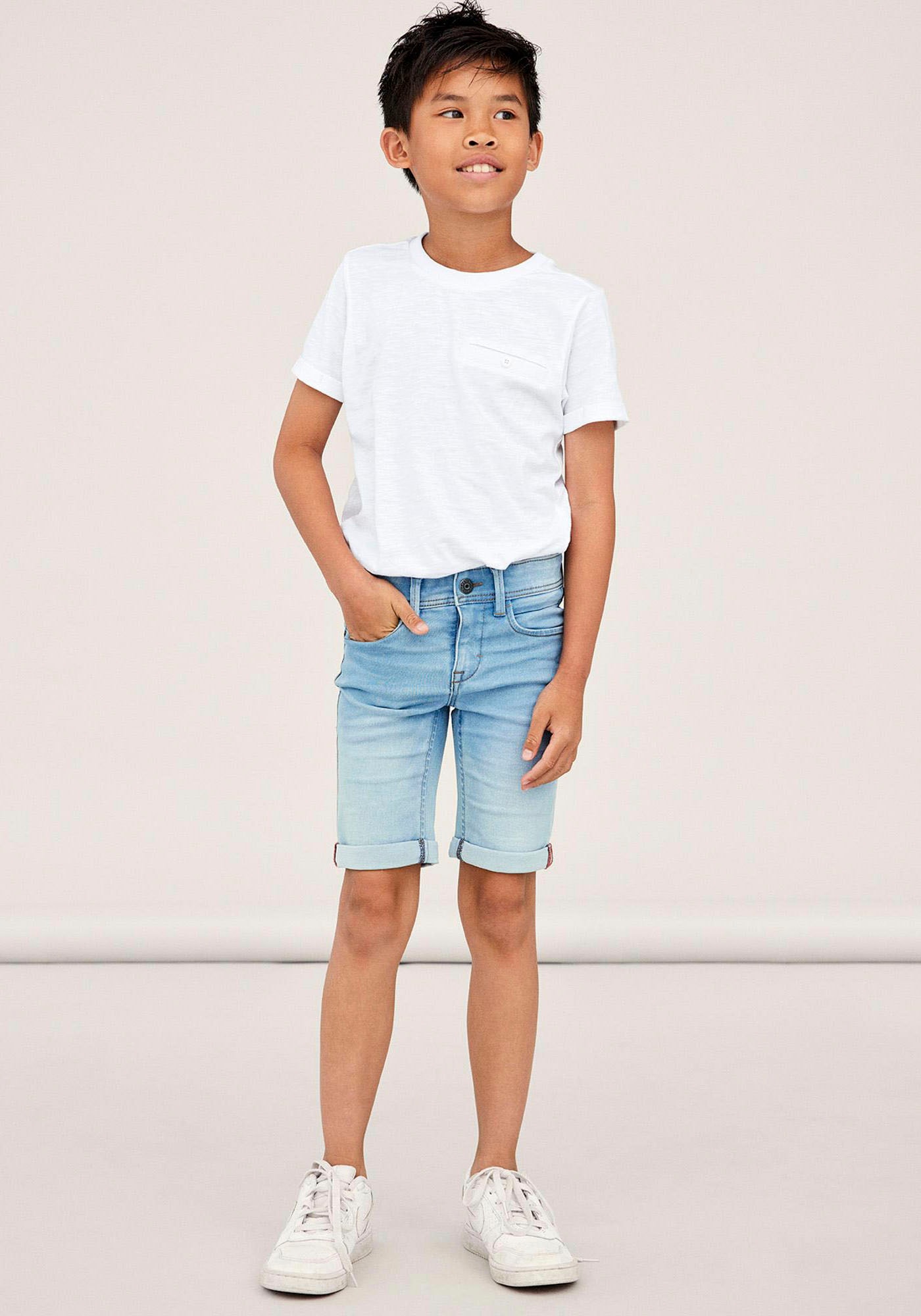 Name It Jeansshorts »NKMSILAS SLIM DNM L SHORT« Baumwollmischung, Stretch, Umschlagsaum
