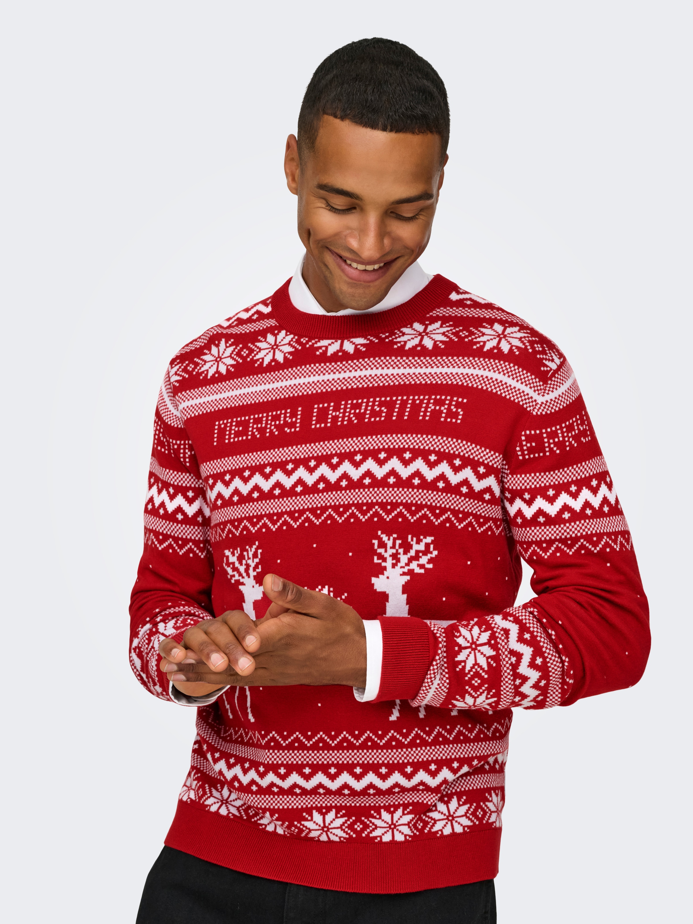 ONLY & SONS Rundhalspullover »ONSXMAS REG 5 JAQ CREW KNIT«
