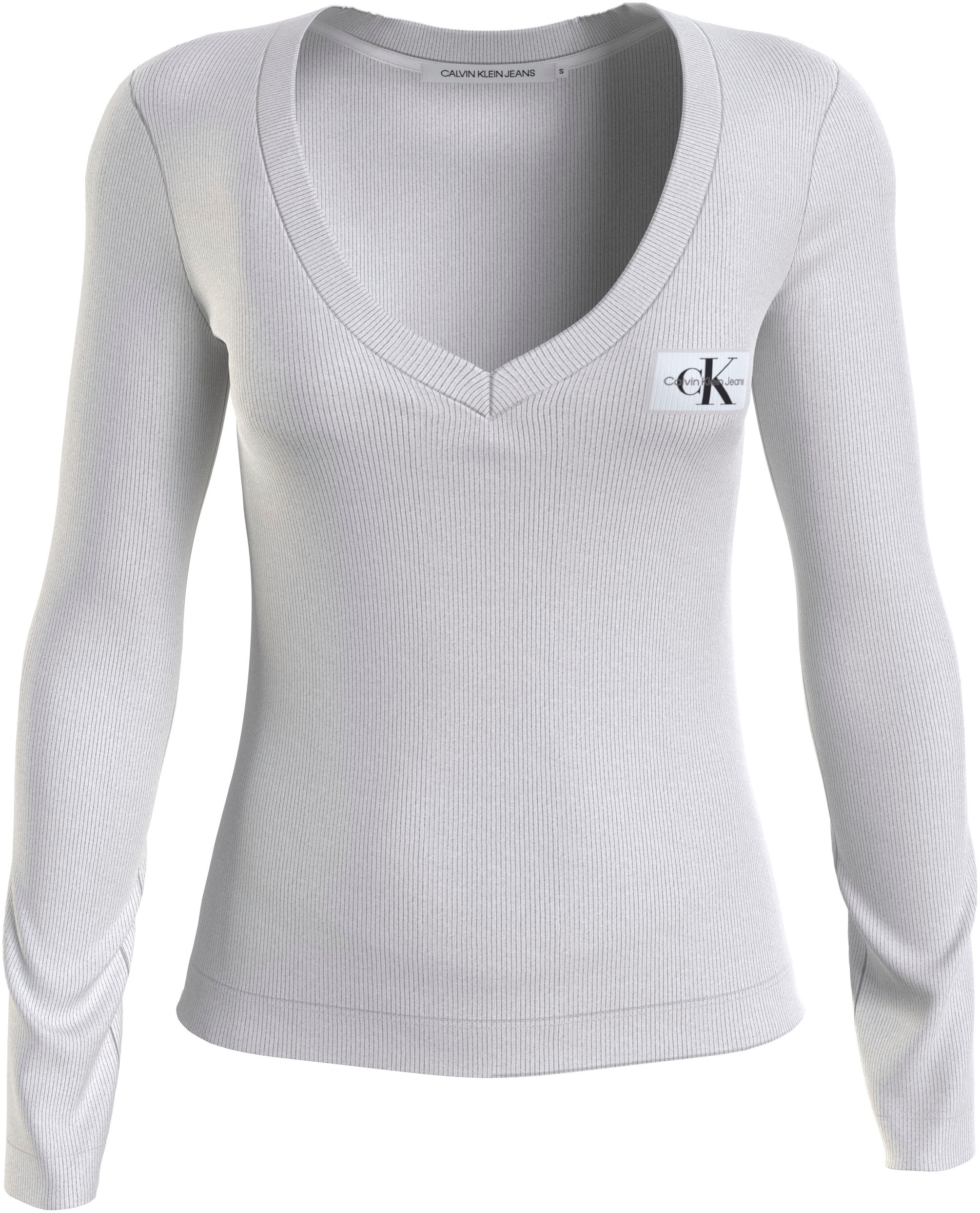 Calvin Klein Jeans Langarmshirt »WOVEN LABEL V-NECK LONG SLEEVE« online  shoppen bei Jelmoli-Versand Schweiz