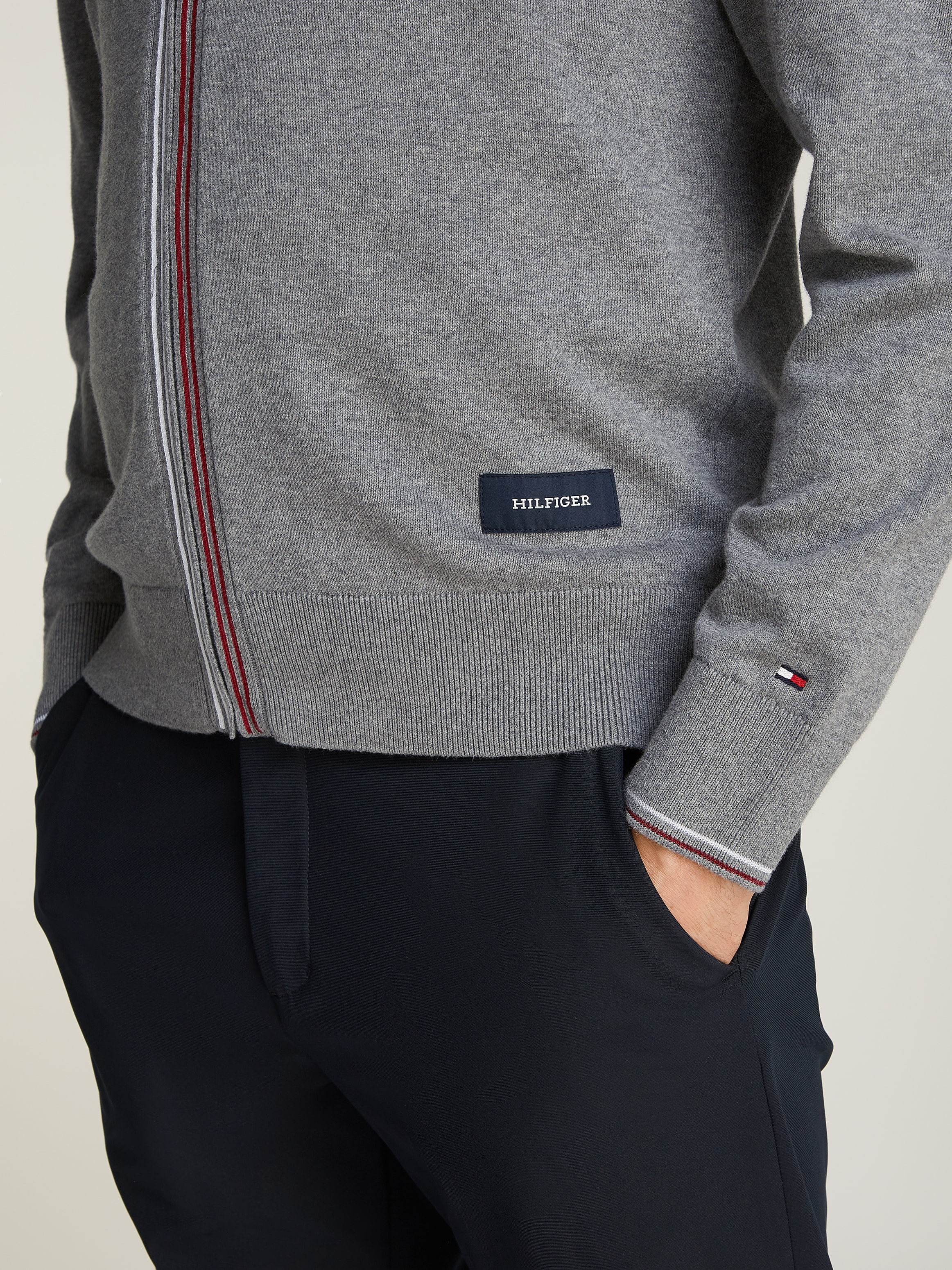 Tommy Hilfiger Cardigan »RWB TIPPED COTTON ZIP THROUGH«, Mit Streiefen in Tommy Farben am Reissverschluss