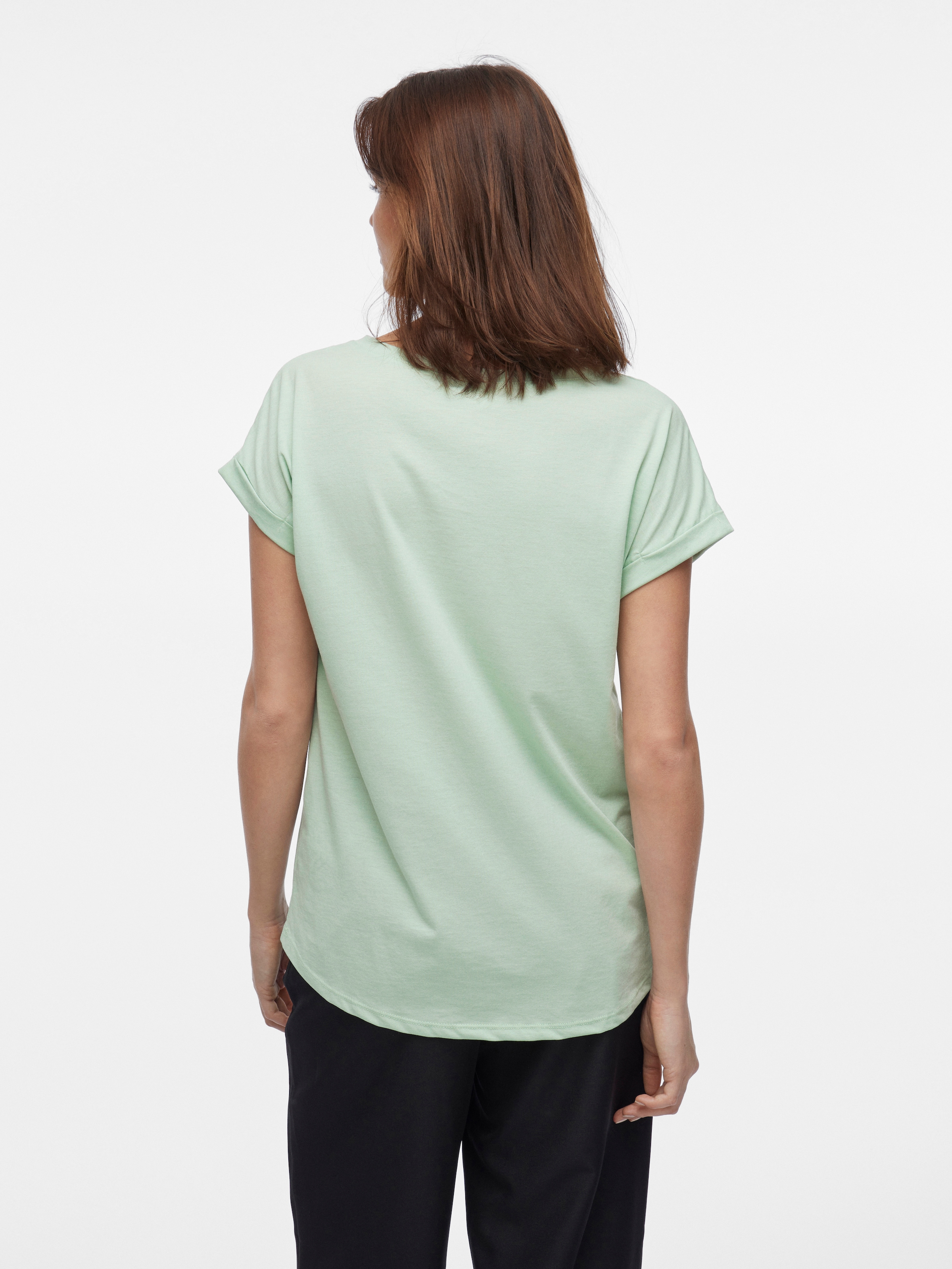 Vila Rundhalsshirt »VIDREAMERS NEW PURE T-SHIRT/SU-NOOS«, Basic Damen-T-Shirt mit Rundhalsausschnitt und umgeschlagenen Ärmeln