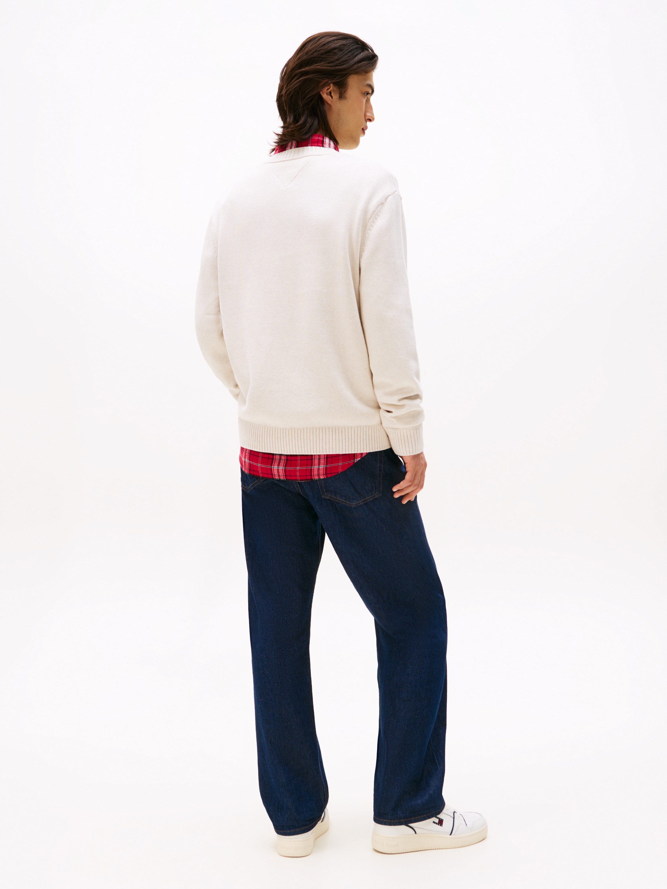 Tommy Jeans Strickpullover »TJM MELANGE FLAG SWEATER«, Regular Fit, Rundhals Retro Flag Classic
