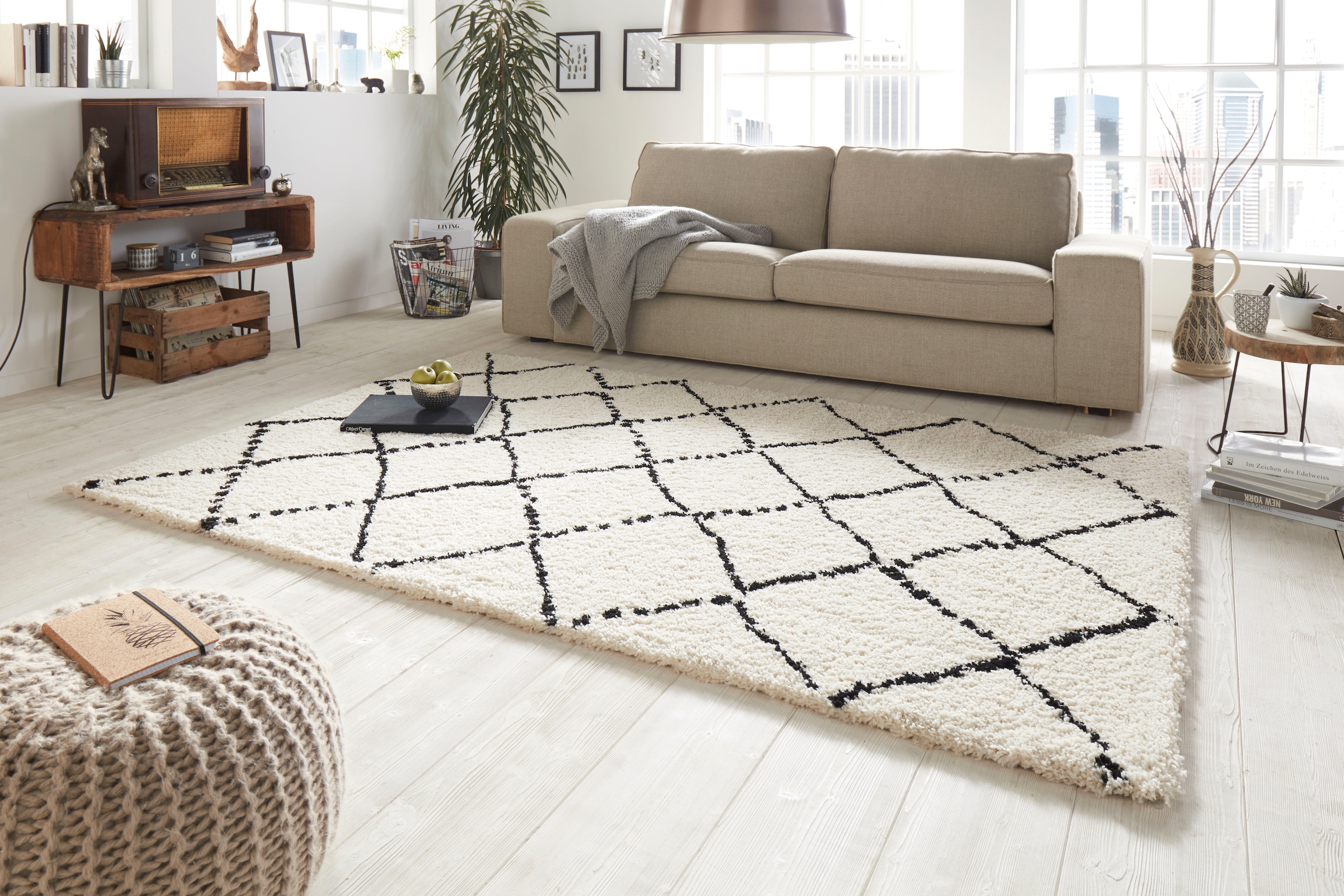 HANSE Home Hochflor-Teppich »Hash«, rechteckig, 35 mm Höhe, Shaggy, Flokati, Raute, Weich, Modern, Wohnzimmer, Schlafzimmer, Flur