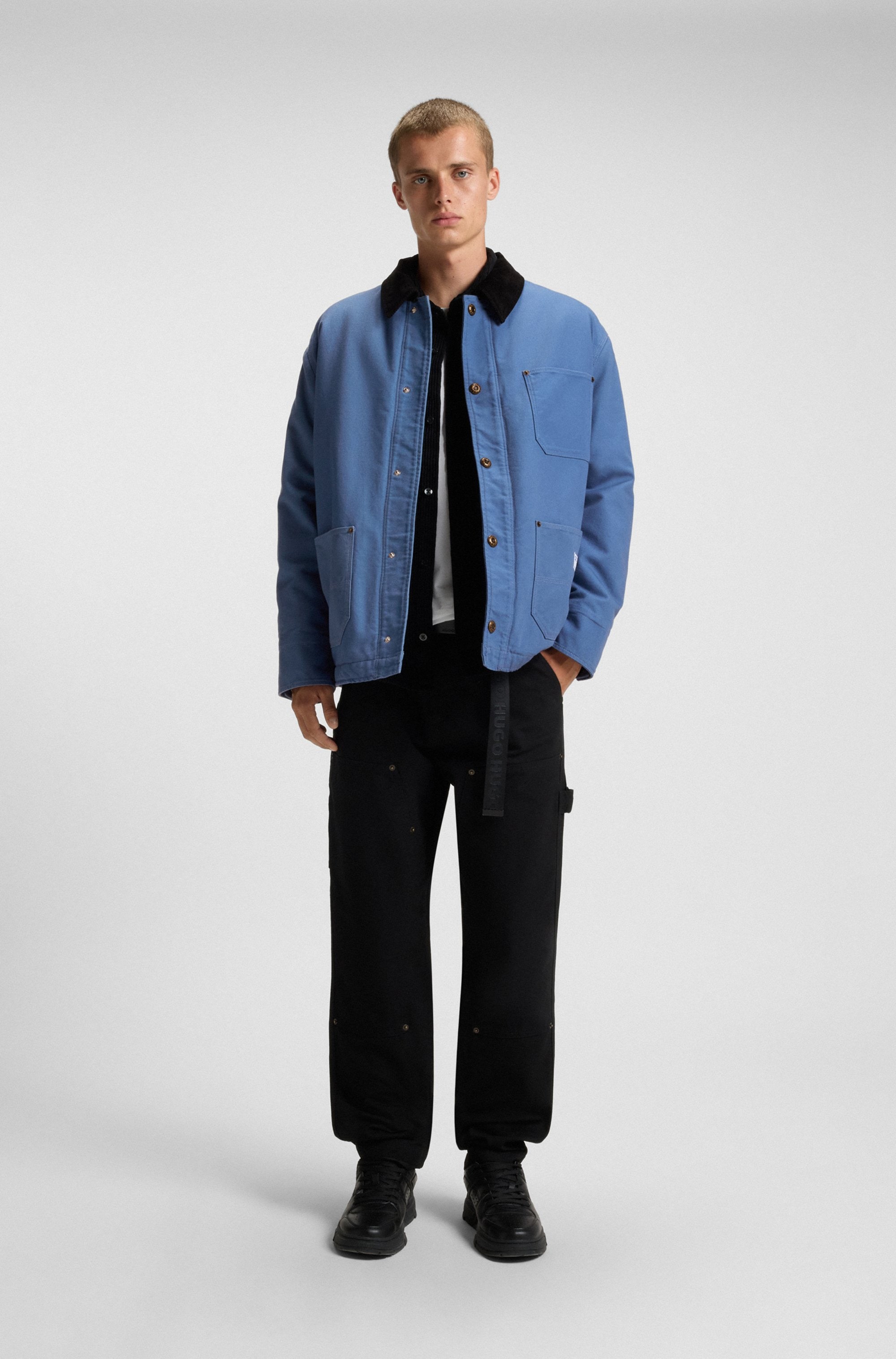 HUGO Blue Hemdjacke »Brams«, Cordkragen, Oversized Fit, leicht wattiert