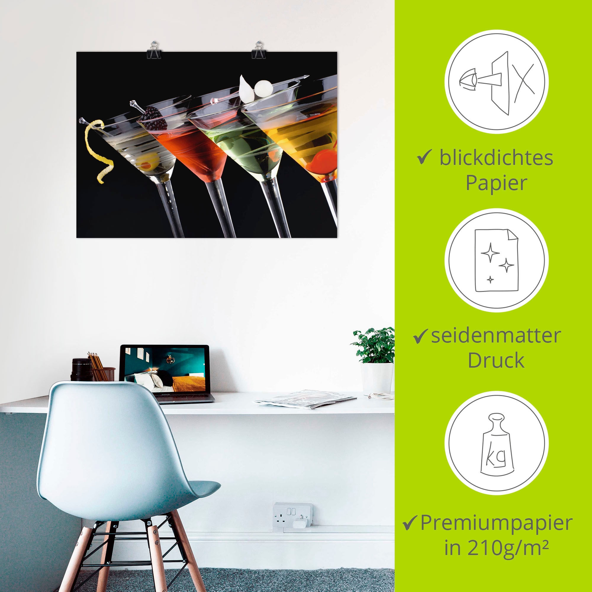 Artland Wandbild »Klassische Martini - Cocktail«, Getränke, (1 St.), als Leinwandbild, Poster, Wandaufkleber in verschied. Grössen