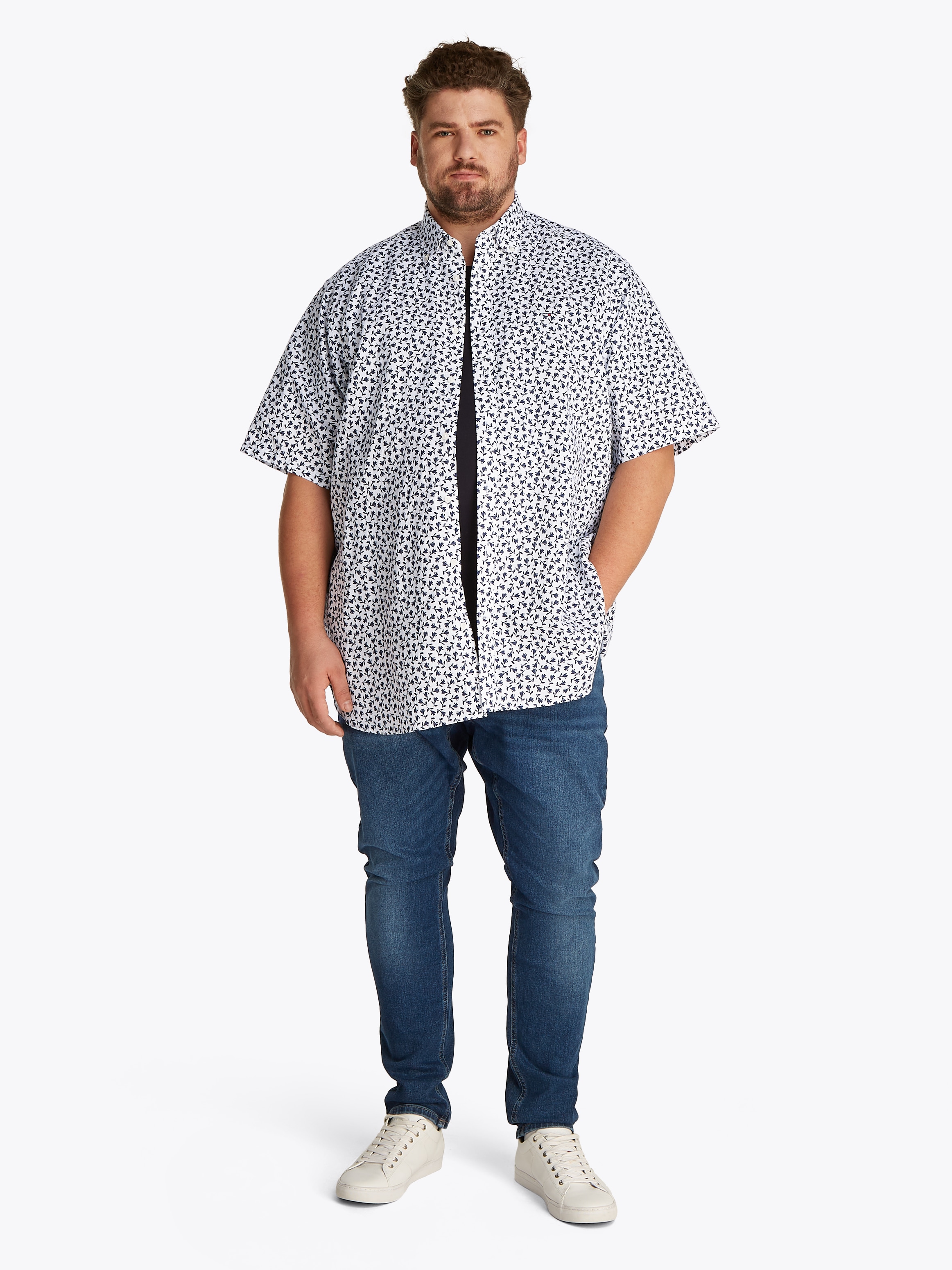 Tommy Hilfiger Big & Tall Kurzarmhemd »BT-LINEN BLEND MPRINT«, mit Allover-Print, Grosse Grössen