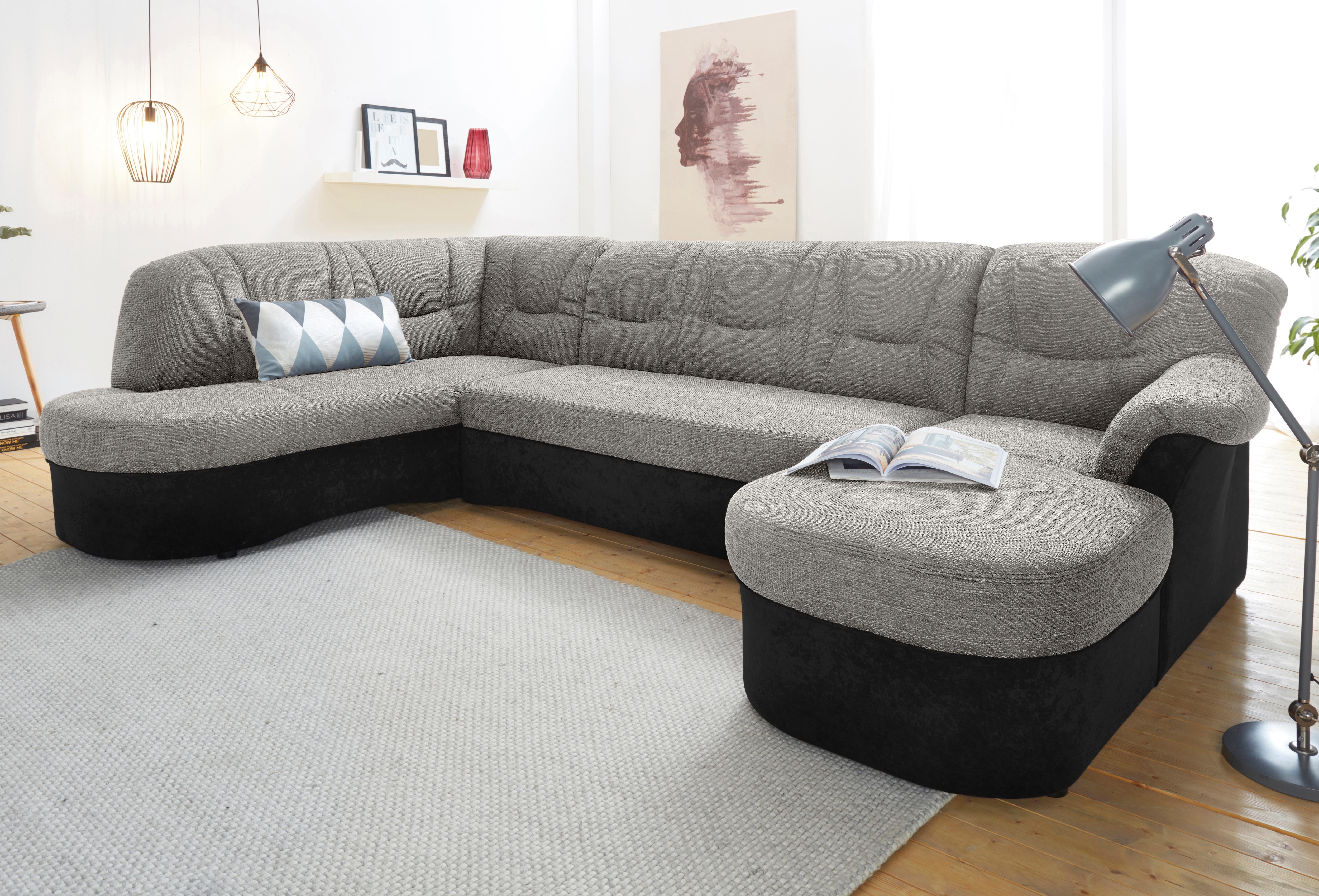 DOMO collection Wohnlandschaft "SARAFINA 295x83x180 cm, auch mit Federkern für mehr Sitzkomfort" whlw. mit Bettfunktion, elegantes Design, U-Form