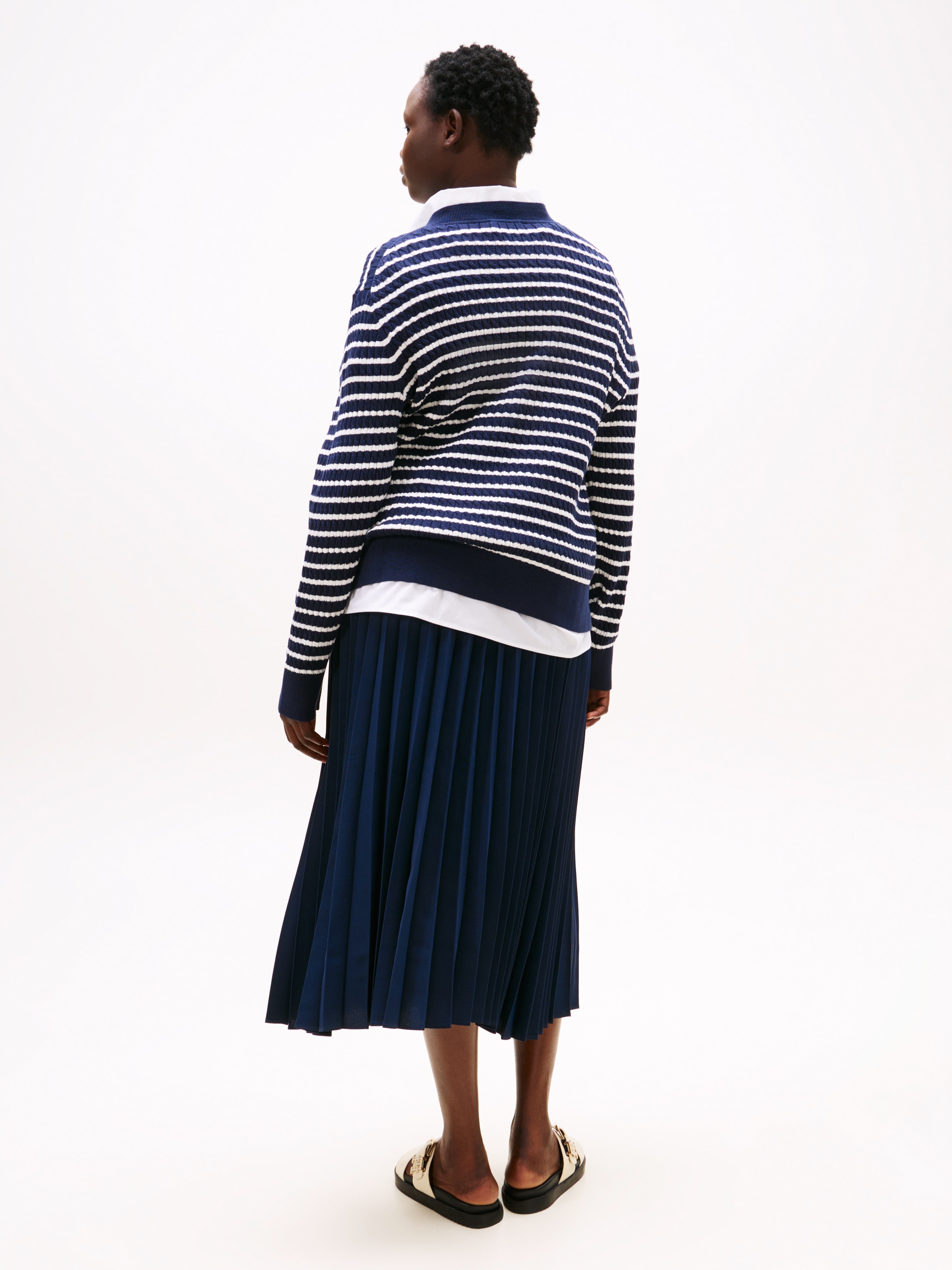 Tommy Hilfiger Curve Strickpullover »CRV CO CABLE FINE GG C-NK LS SWT«, in grossen Grössen, mit Zopfmuster