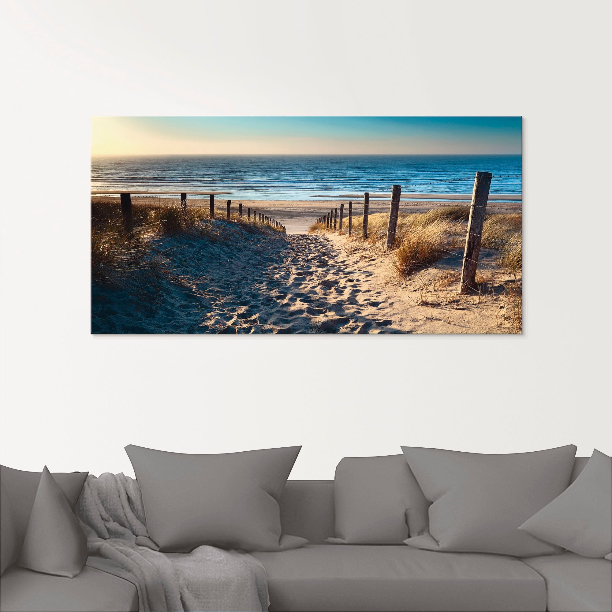 Artland Glasbild »Weg zum Nordseestrand Sonnenuntergang«, Strand, (1 St.), in verschiedenen Grössen