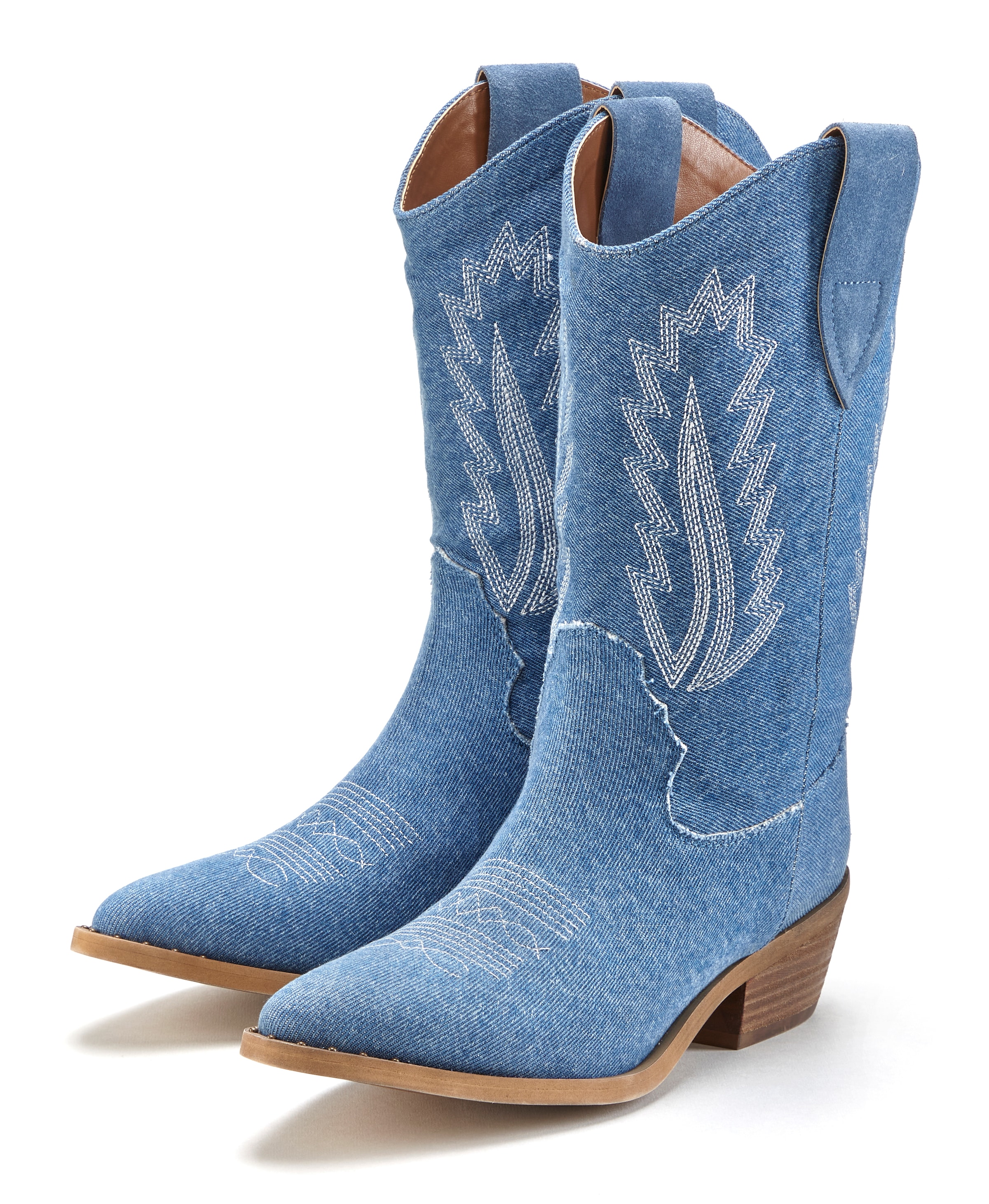 LASCANA Cowboy Boots, Cowboy Stiefelette, Western Stiefelette, Ankleboots im Denim-Look