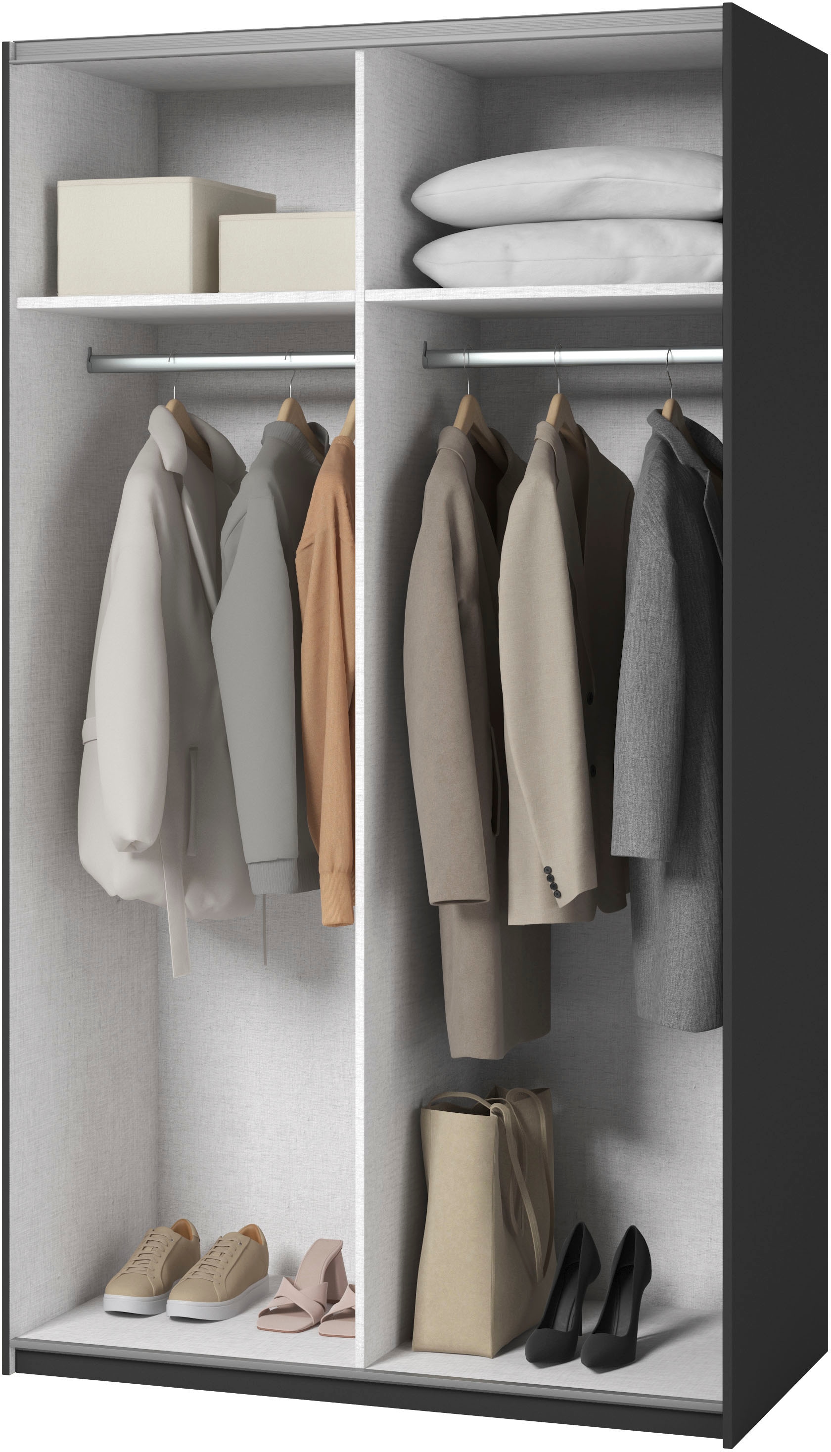 Home affaire Kleiderschrank »Eastvale, 120x64x210cm, ideal für kleine Räume oder Nischen«, Schrank mit Schwebetüren, FSC-zertifiziert, Metallgriffe